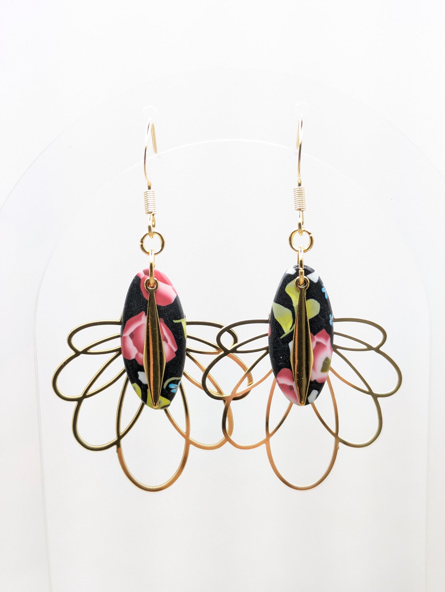 Boucles d'oreilles fleuries "Rose"