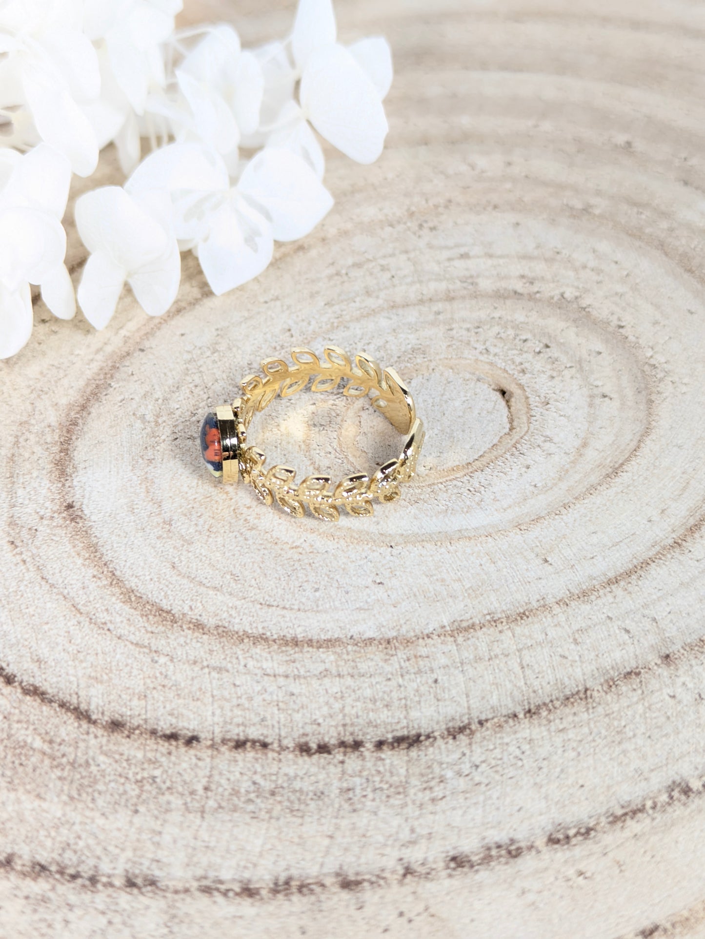 Bague dorée fleurie "Tropical"