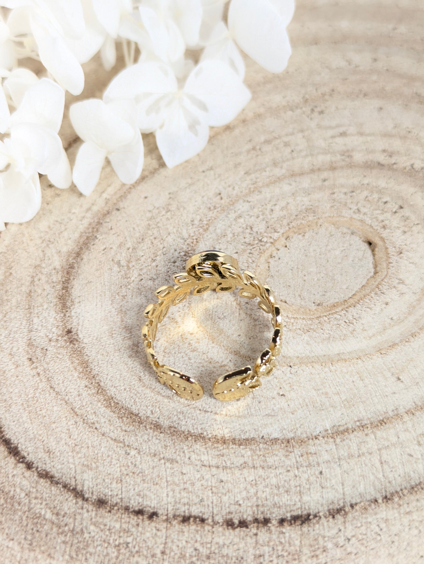 Bague dorée fleurie "Tropical"