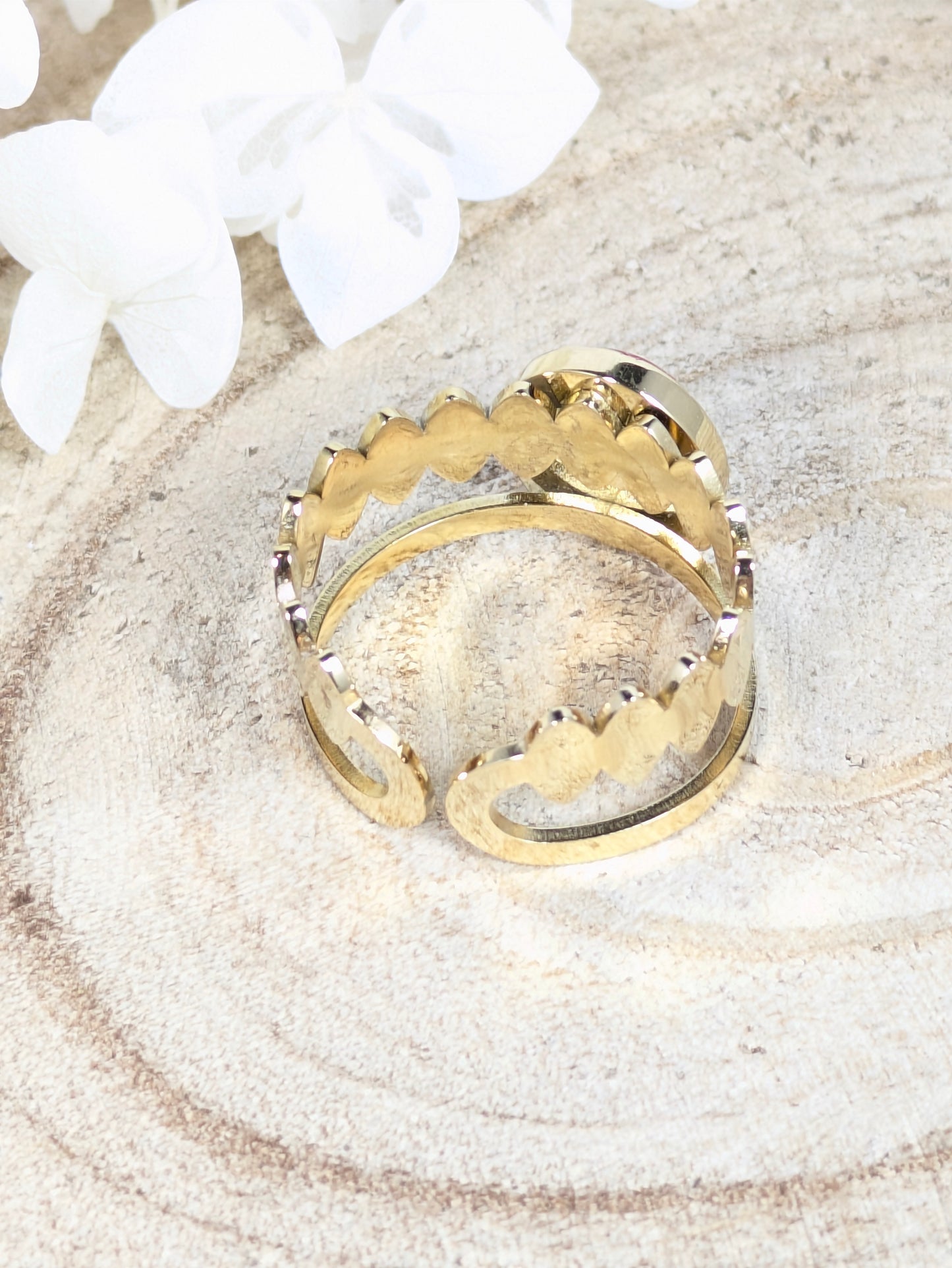Bague doré imitation "marbre rouge"