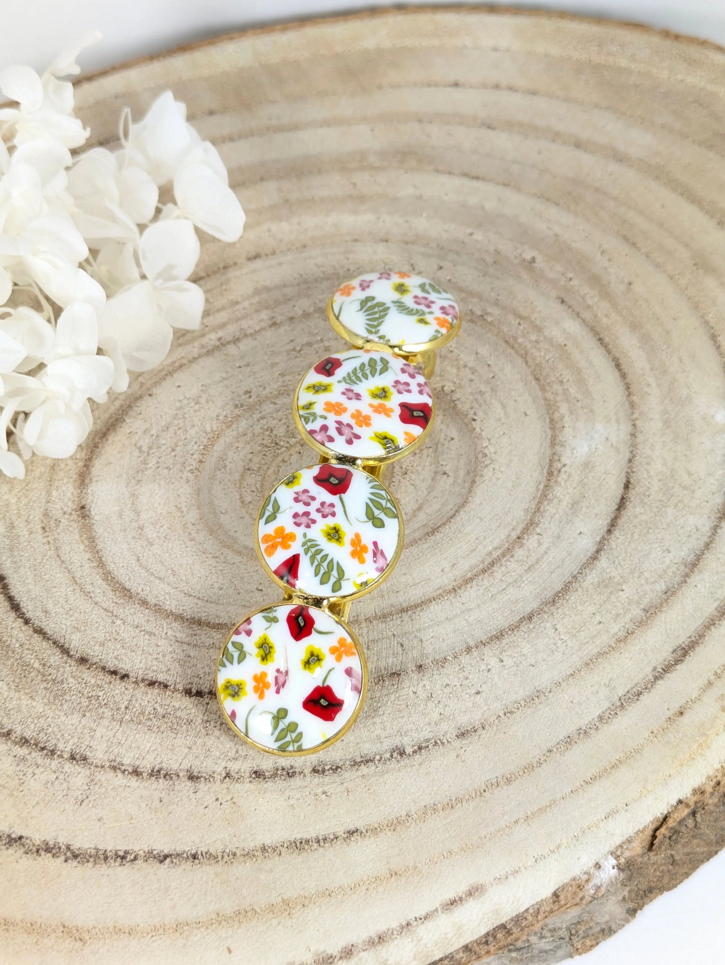 Barrette fleuri en pâte polymère "Coquelicot" Les Créas d'Angel