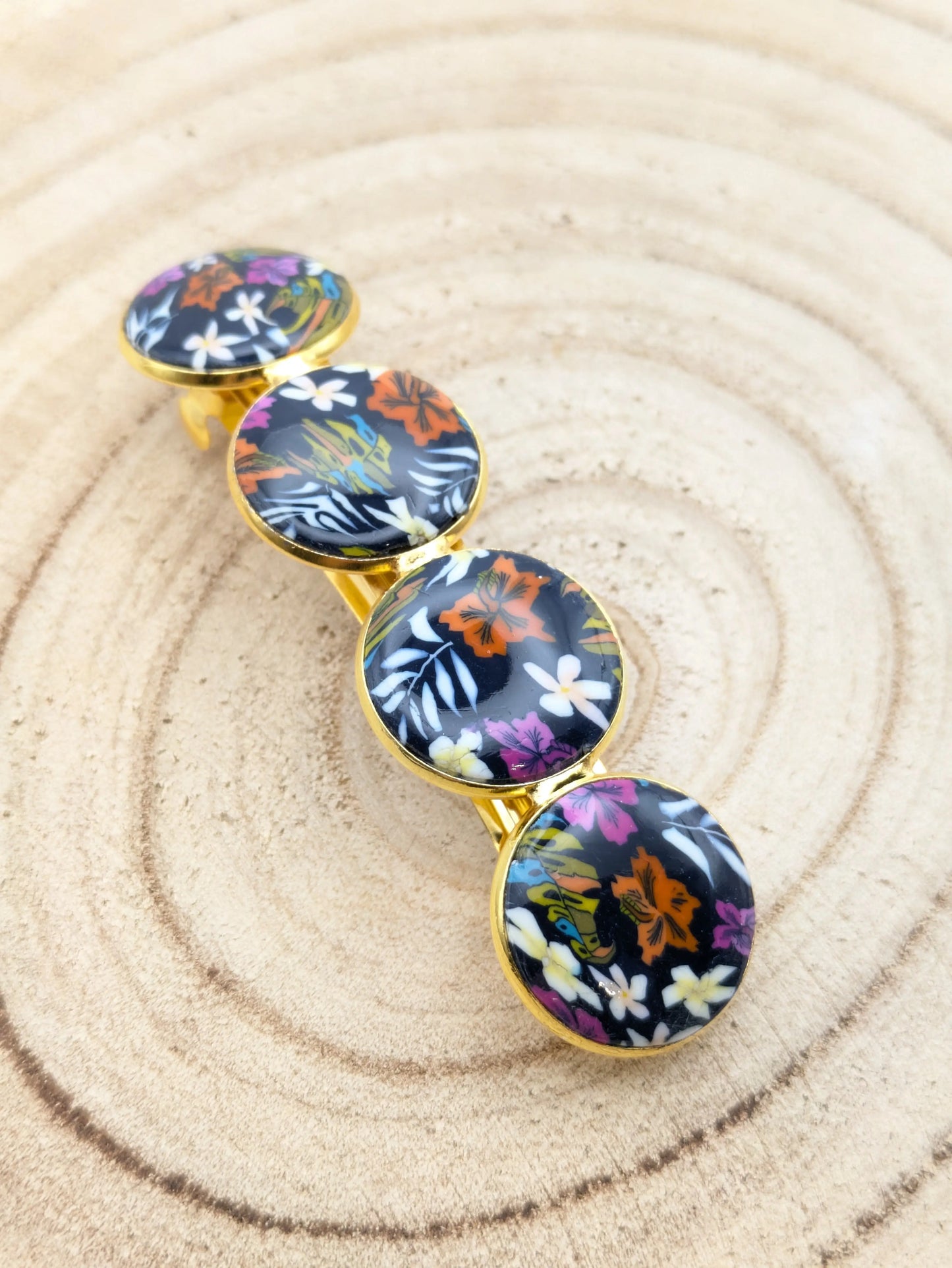 Barrette fleuri motif tropicale Les Creas d'Angel