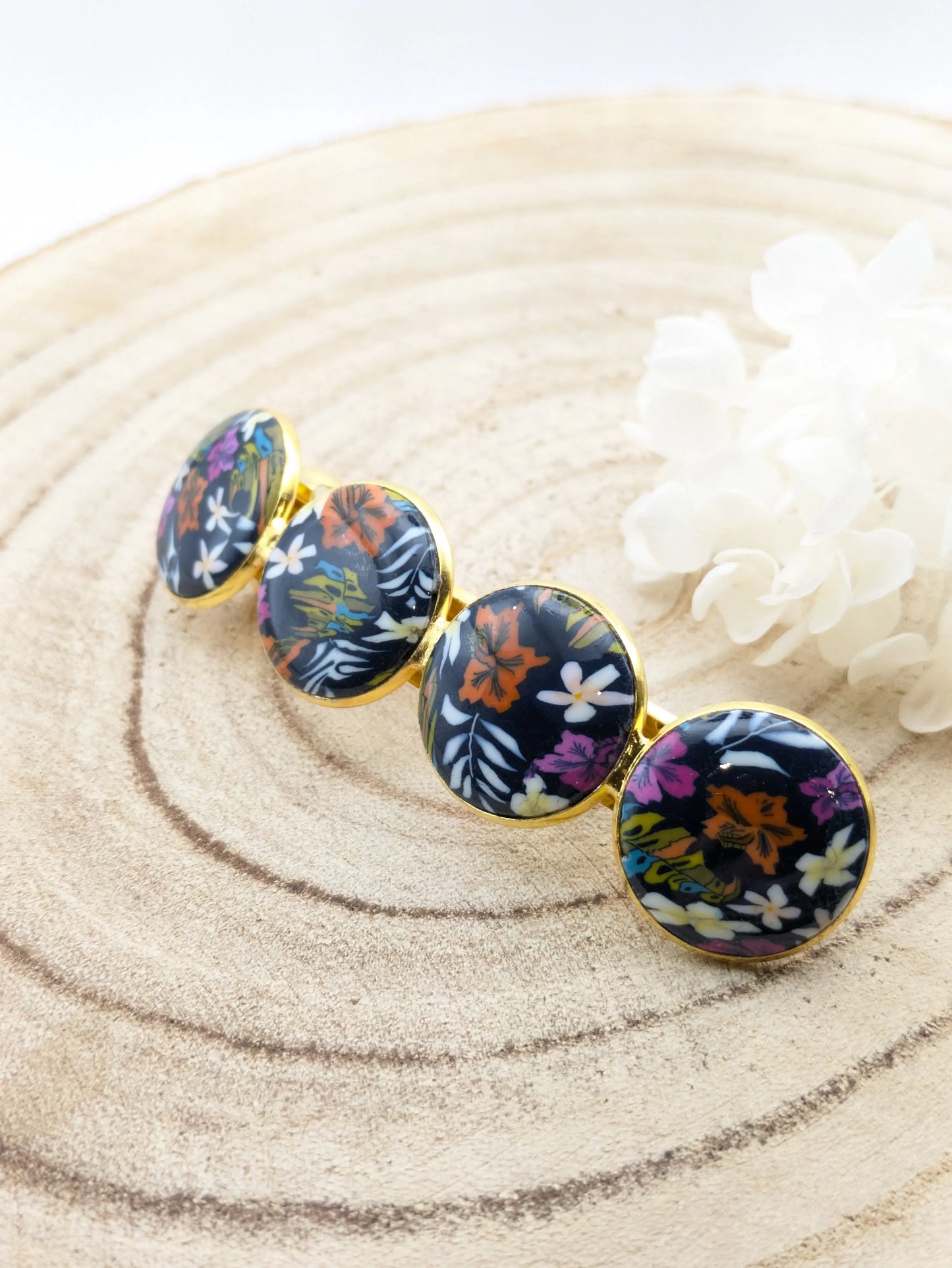 Barrette fleuri motif tropicale Les Creas d'Angel