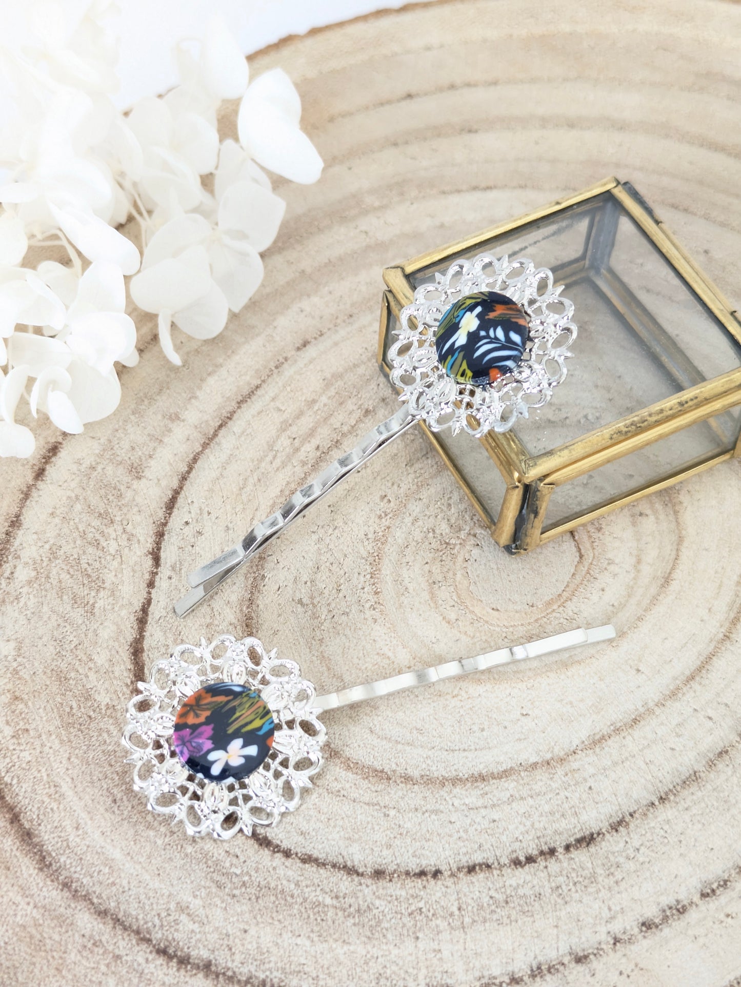 Barrettes fleuries "Tropical"