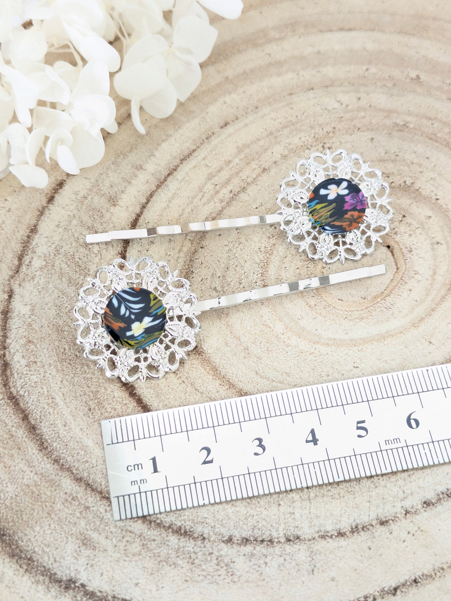 Barrettes fleuries "Tropical"