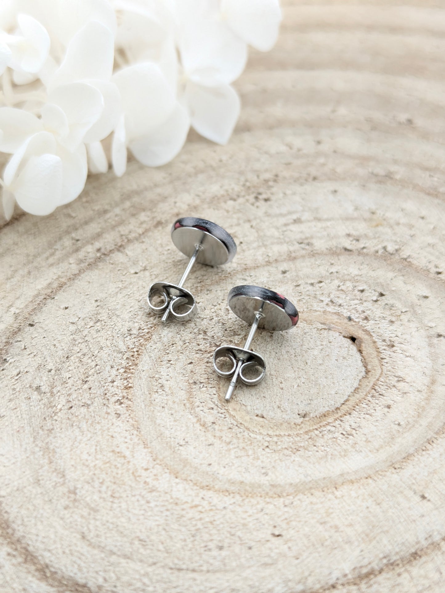 Boucles d'oreilles puces fleur rose Les Creas d'Angel