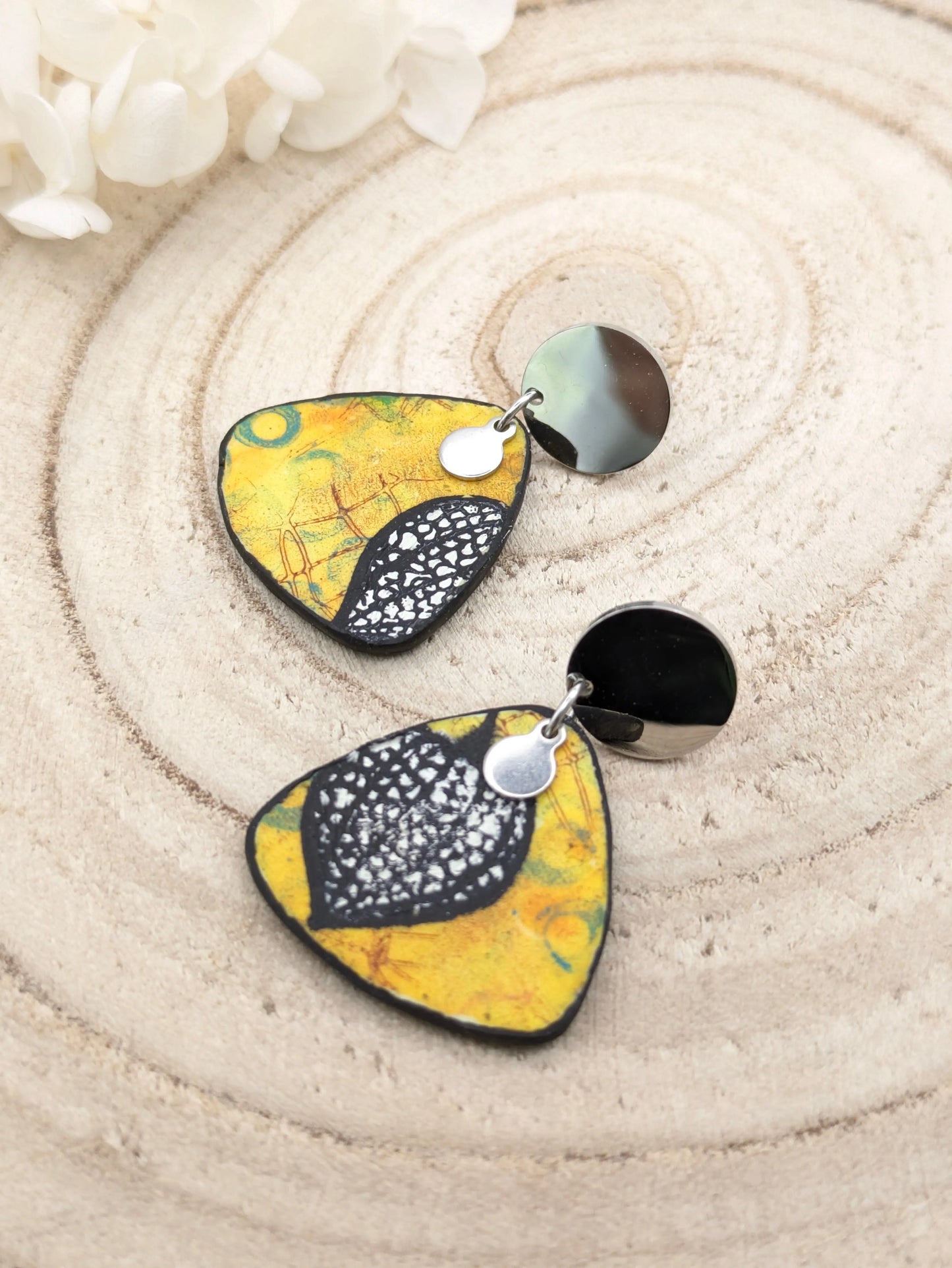 Boucles d'oreilles "Amour en cage" jaune