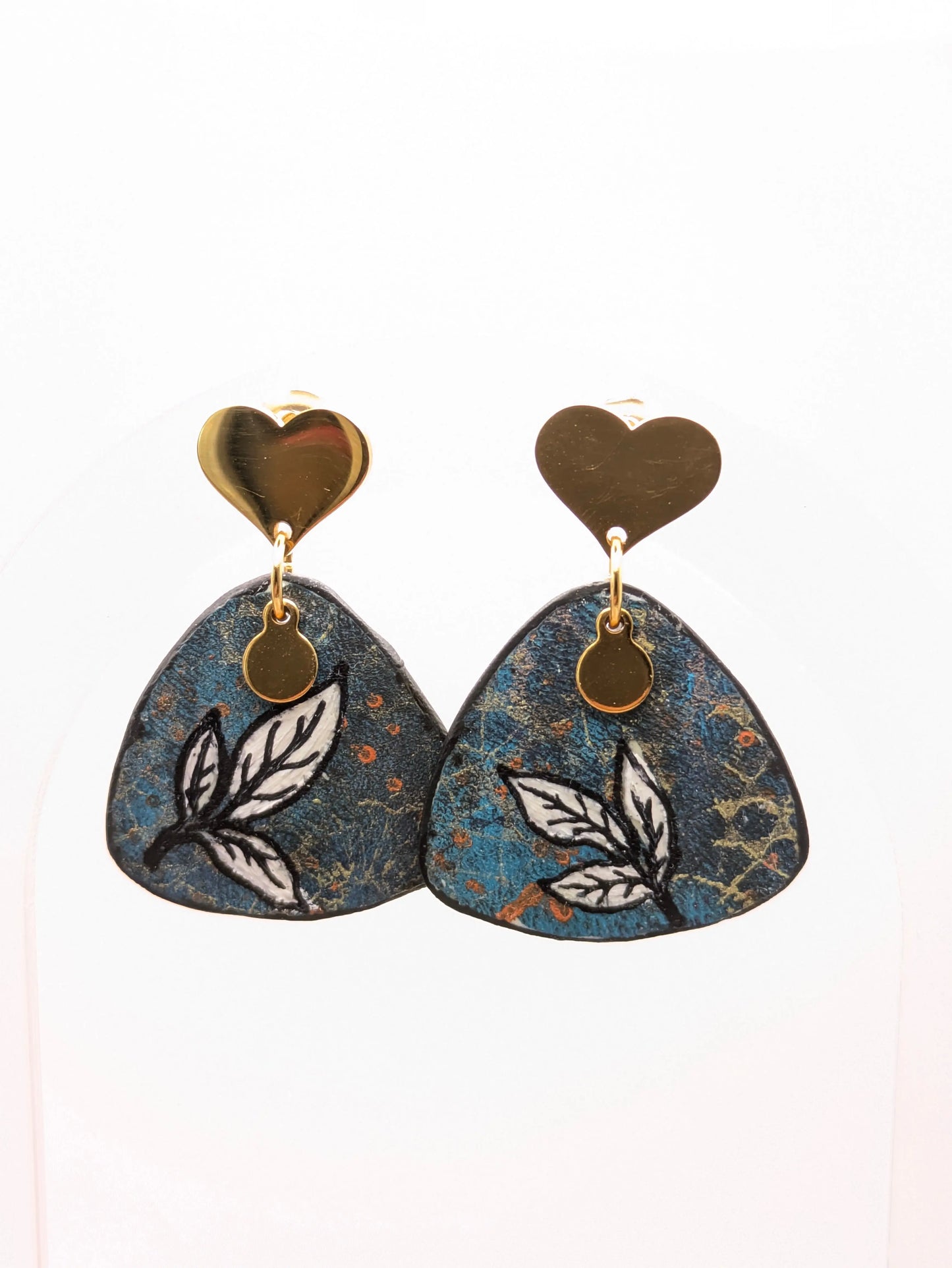 Boucles d'oreilles "Feuillage" bleues