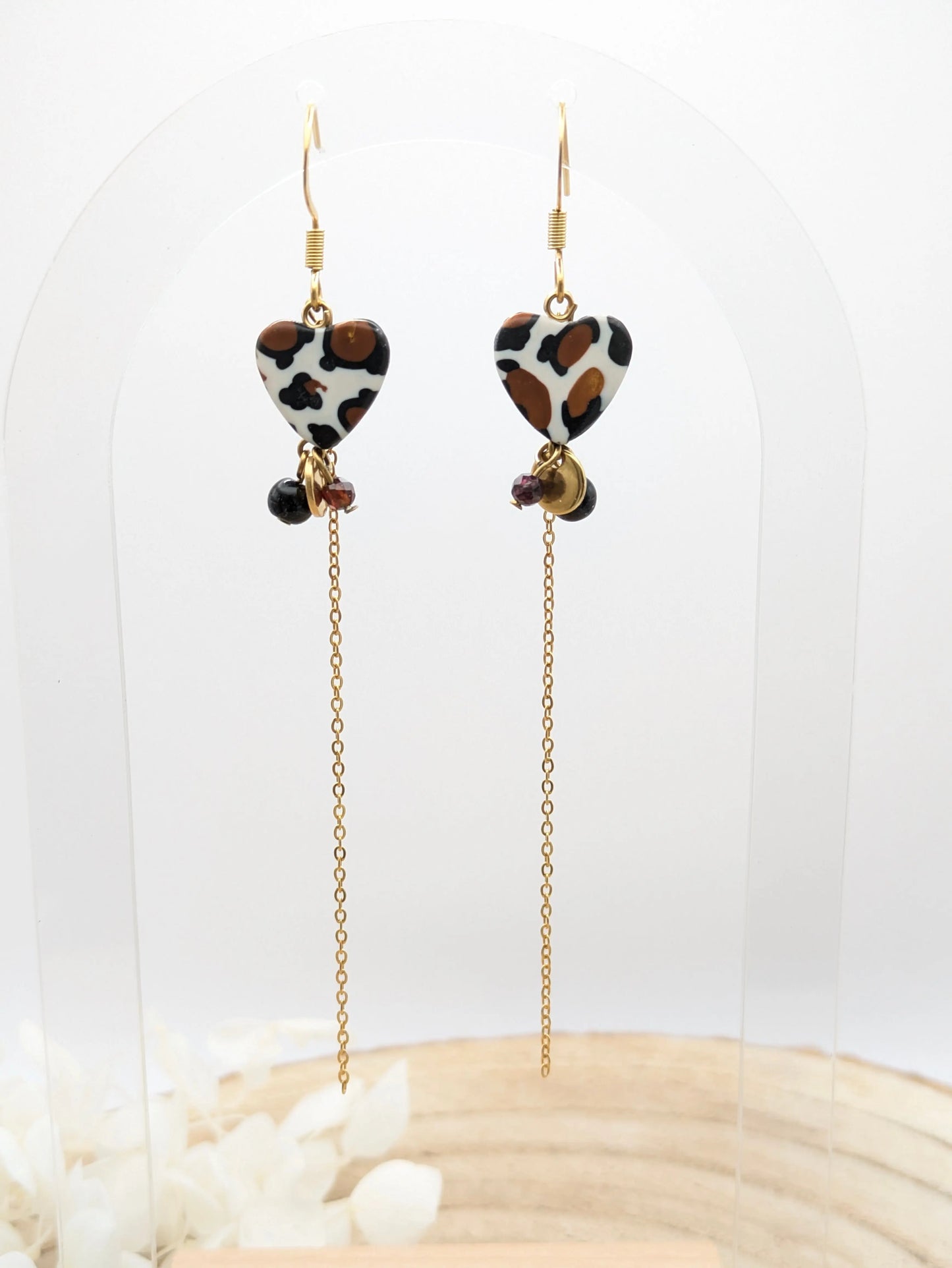 Boucles d'oreilles cœur "Léopard"