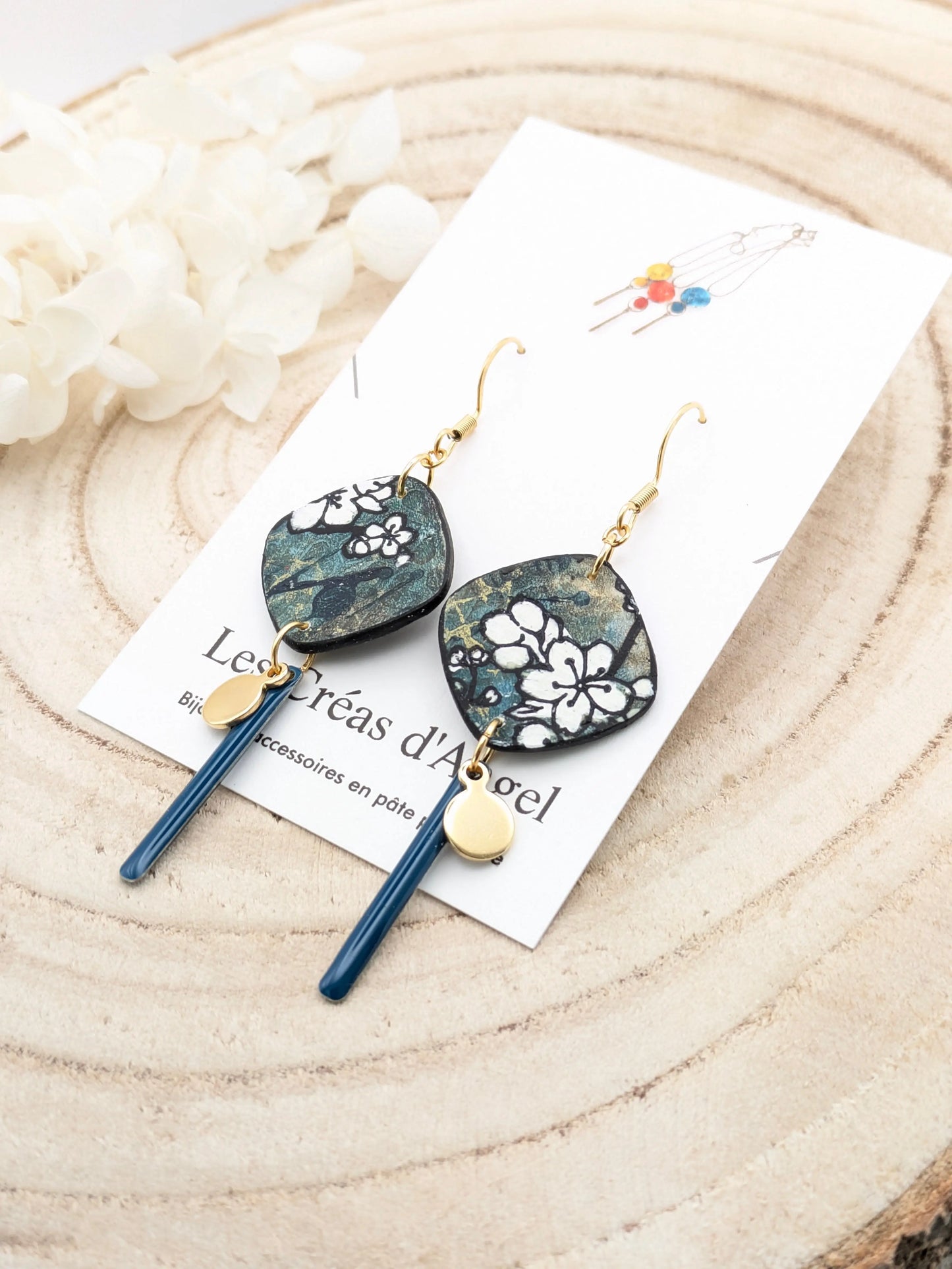 Boucles d'oreilles carré bleu/gris