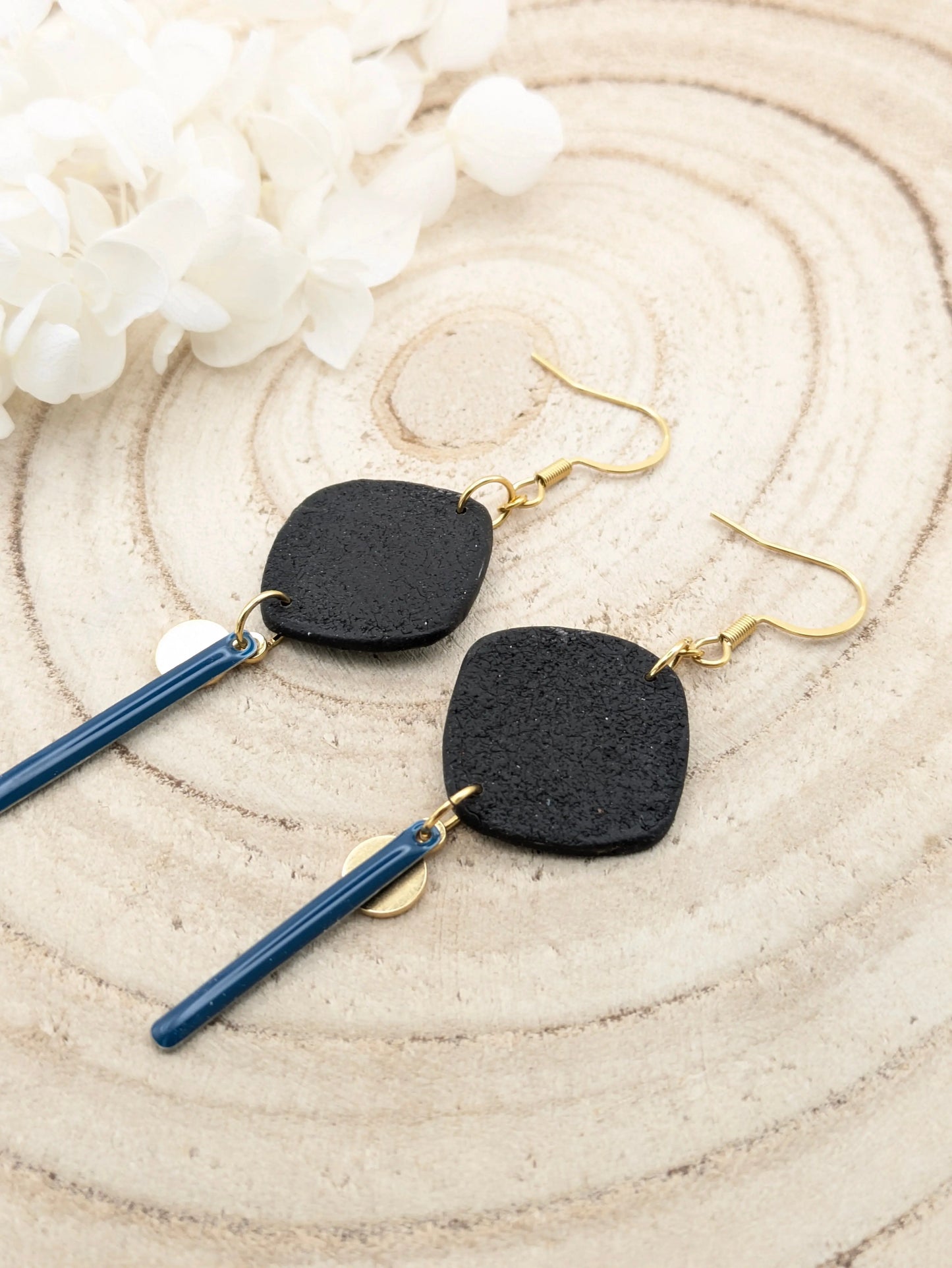 Boucles d'oreilles carré bleu/gris