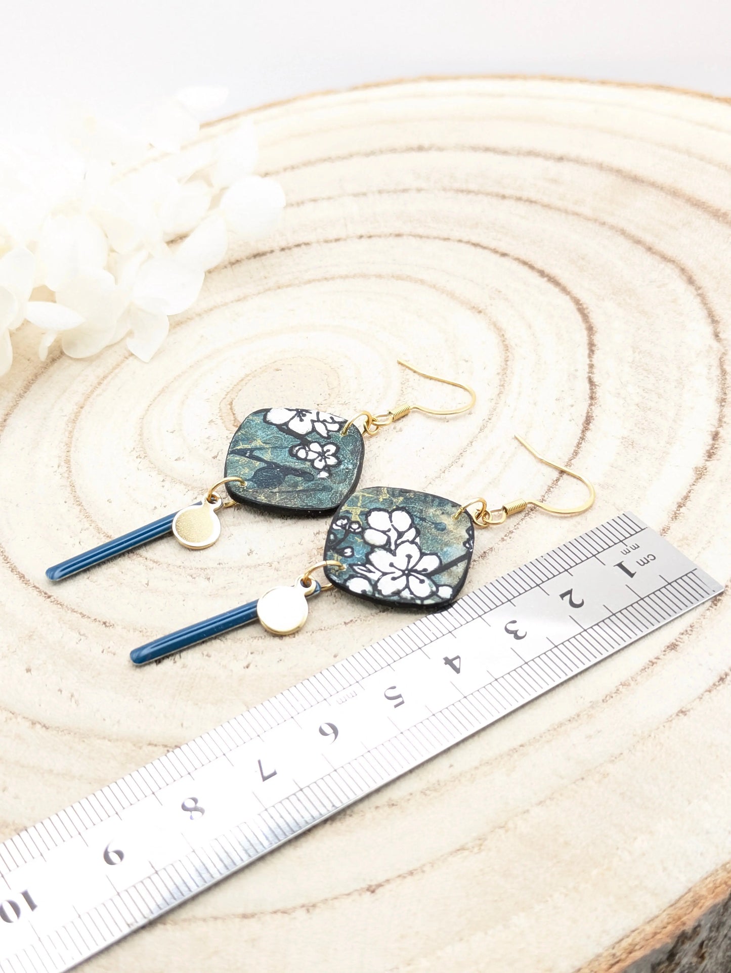 Boucles d'oreilles carré bleu/gris