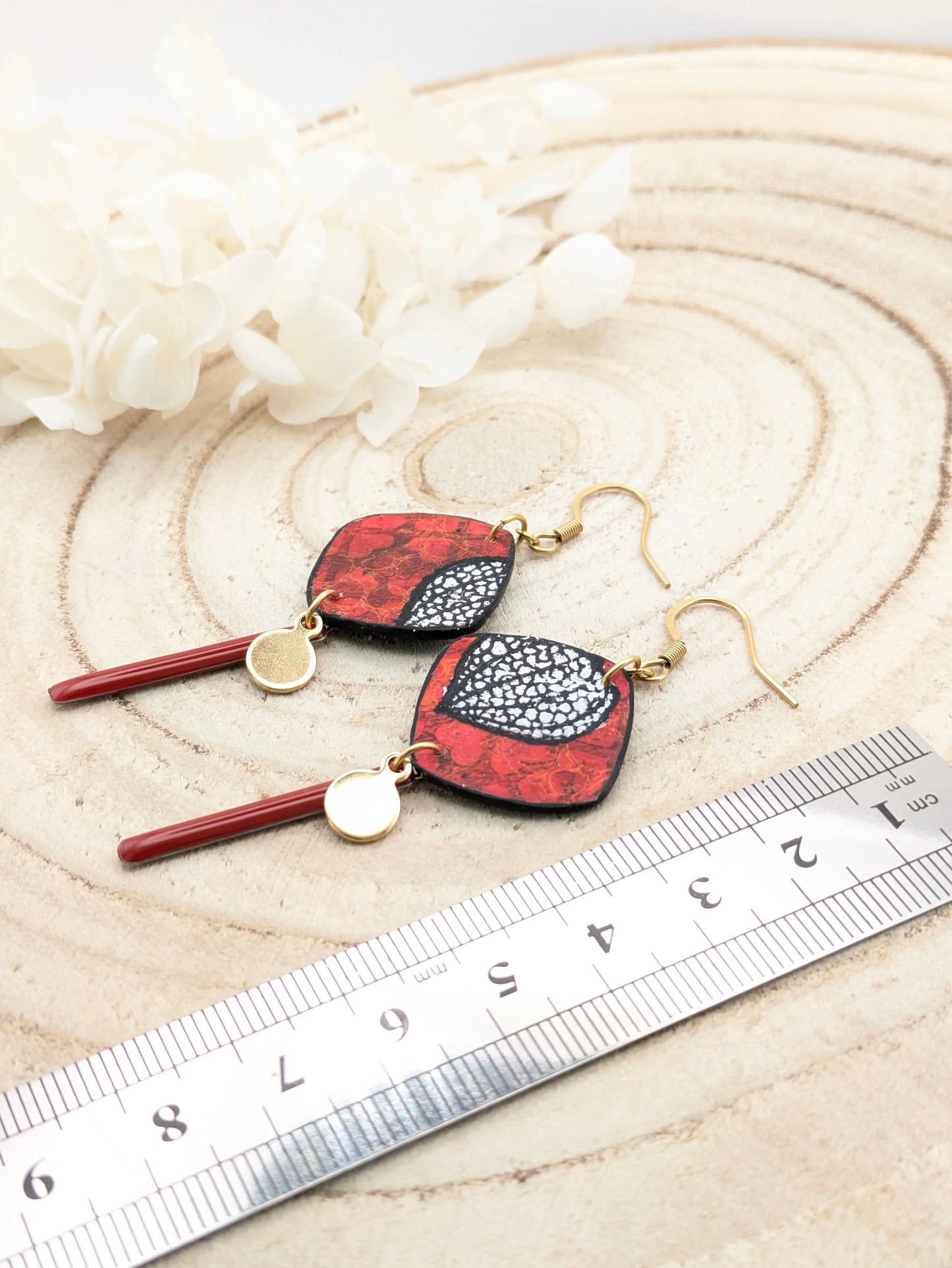 Boucles d'oreilles carré rouge