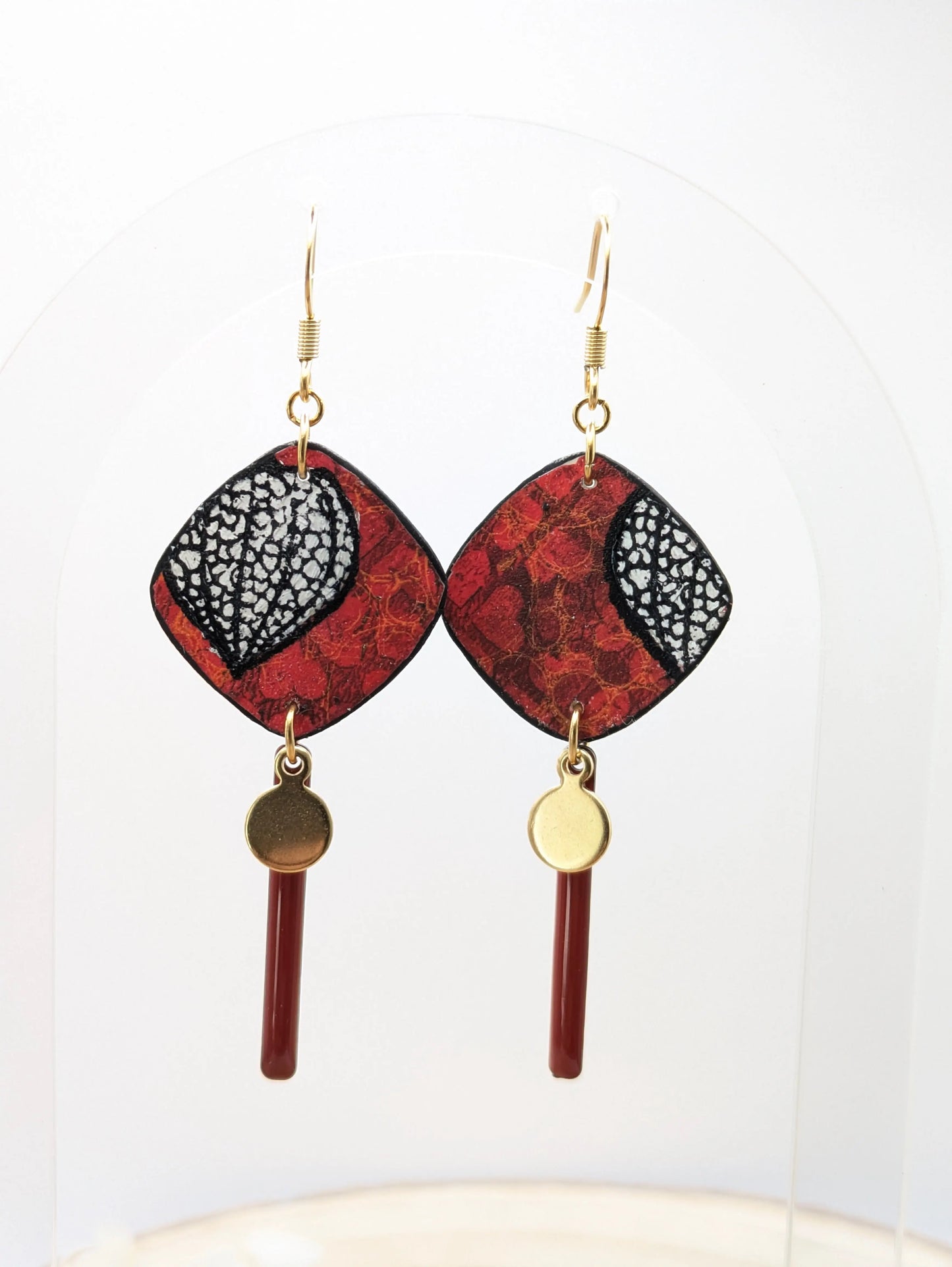 Boucles d'oreilles carré rouge