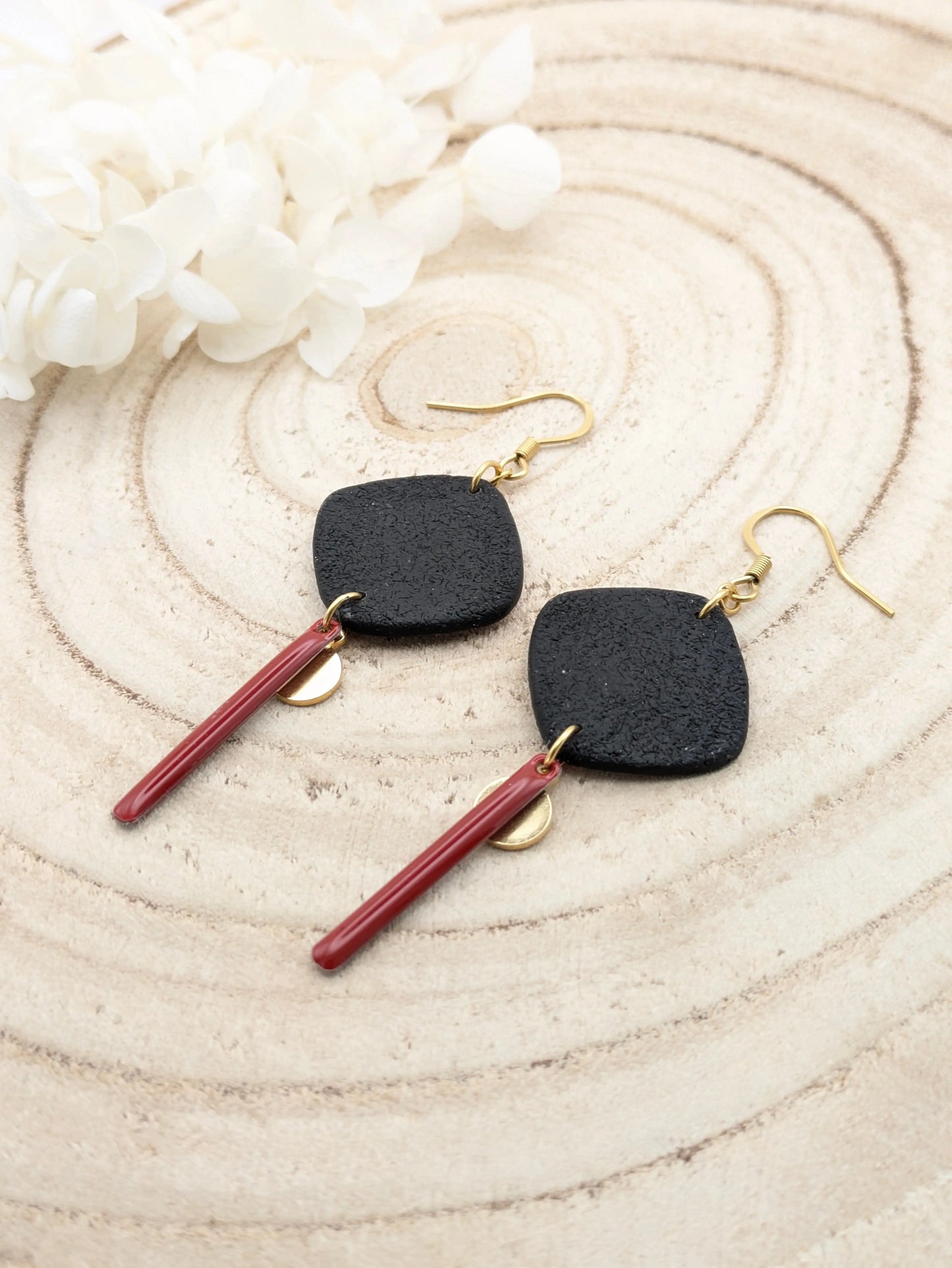 Boucles d'oreilles carré rouge