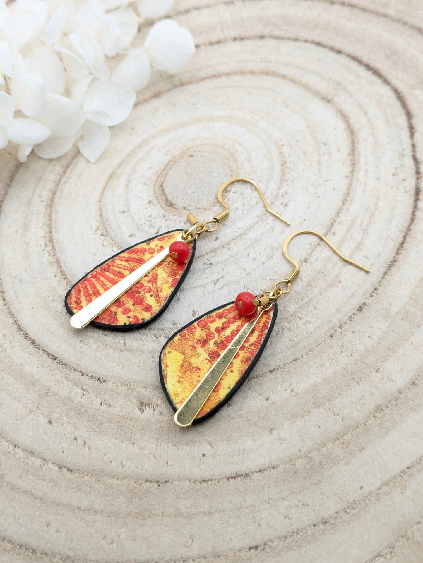 Boucles d'oreilles jaune/orangé