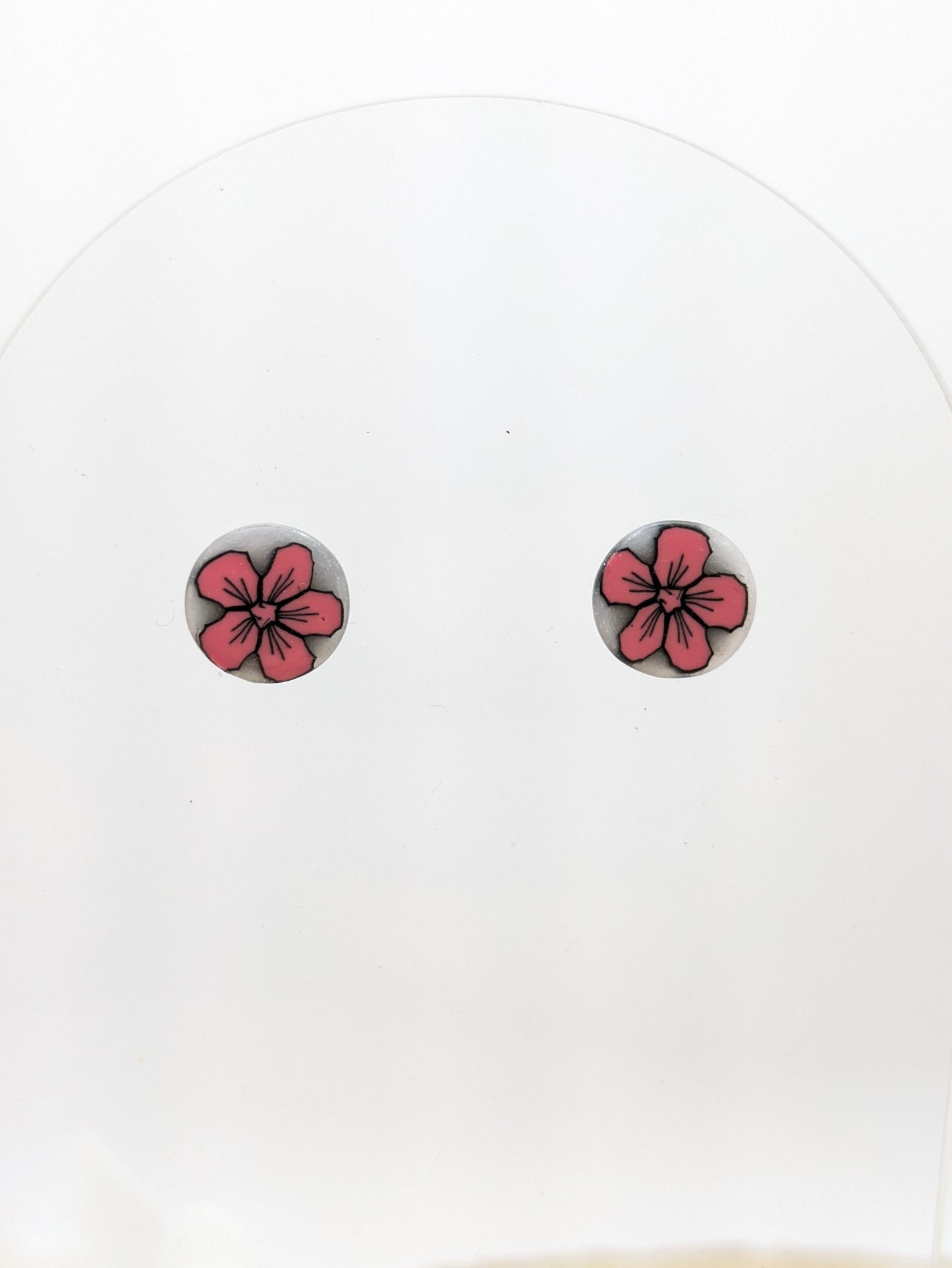 Boucles d'oreilles puces fleur rose Les Creas d'Angel