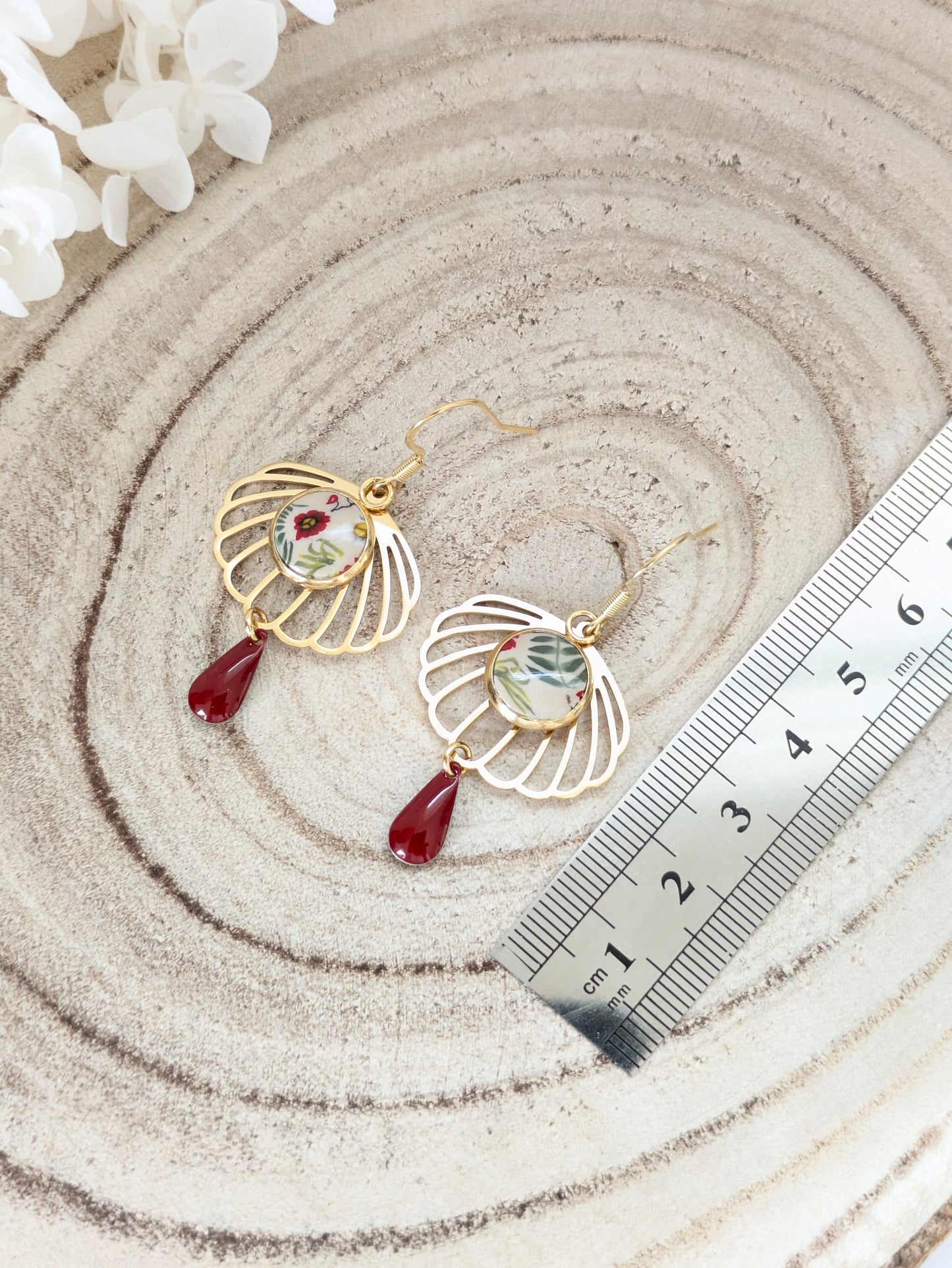 Boucles d'oreilles fleuries " Baies givrées"