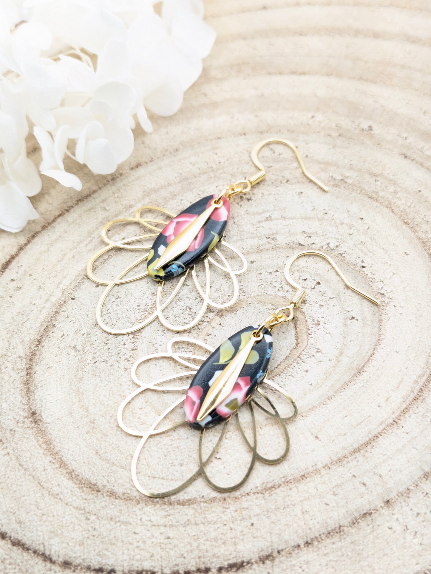 Boucles d'oreilles fleuries "Rose"