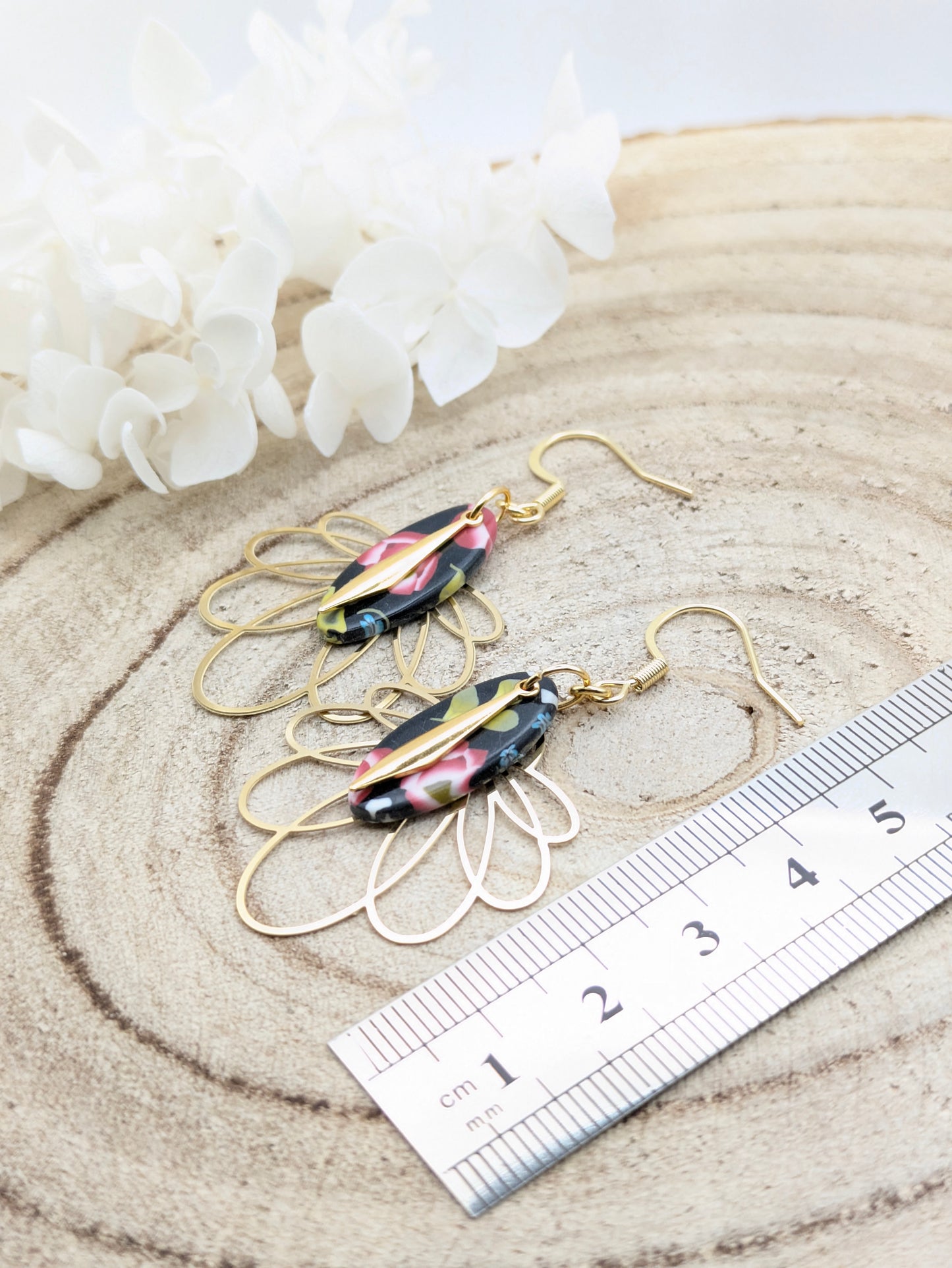 Boucles d'oreilles fleuries "Rose"
