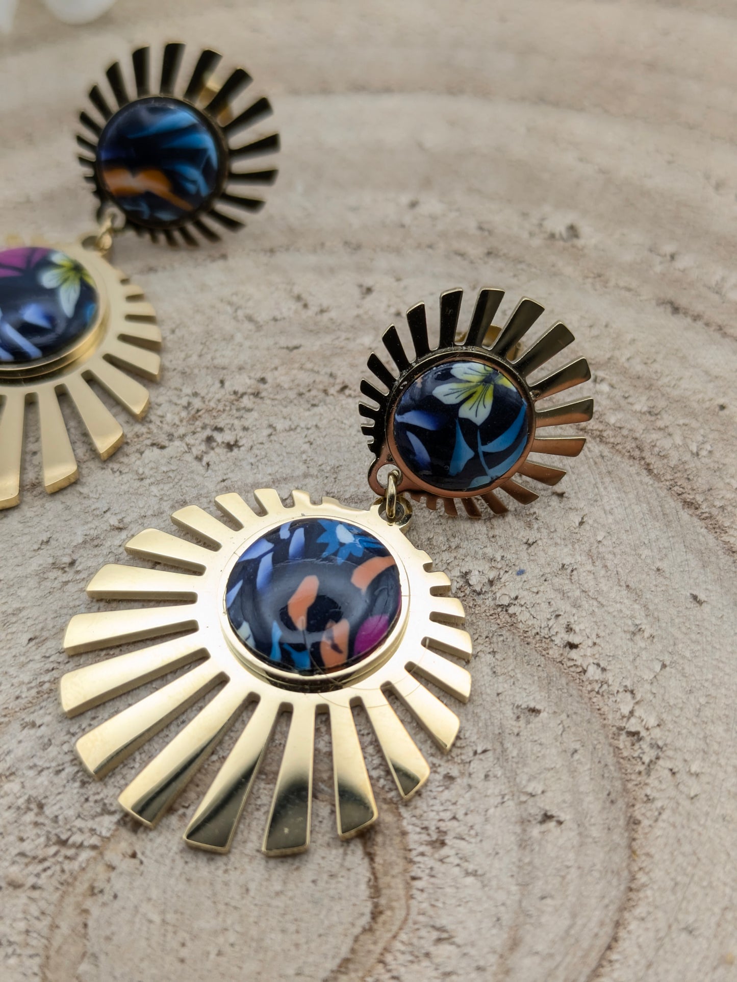 Boucles d'oreilles fleuries "tropical"