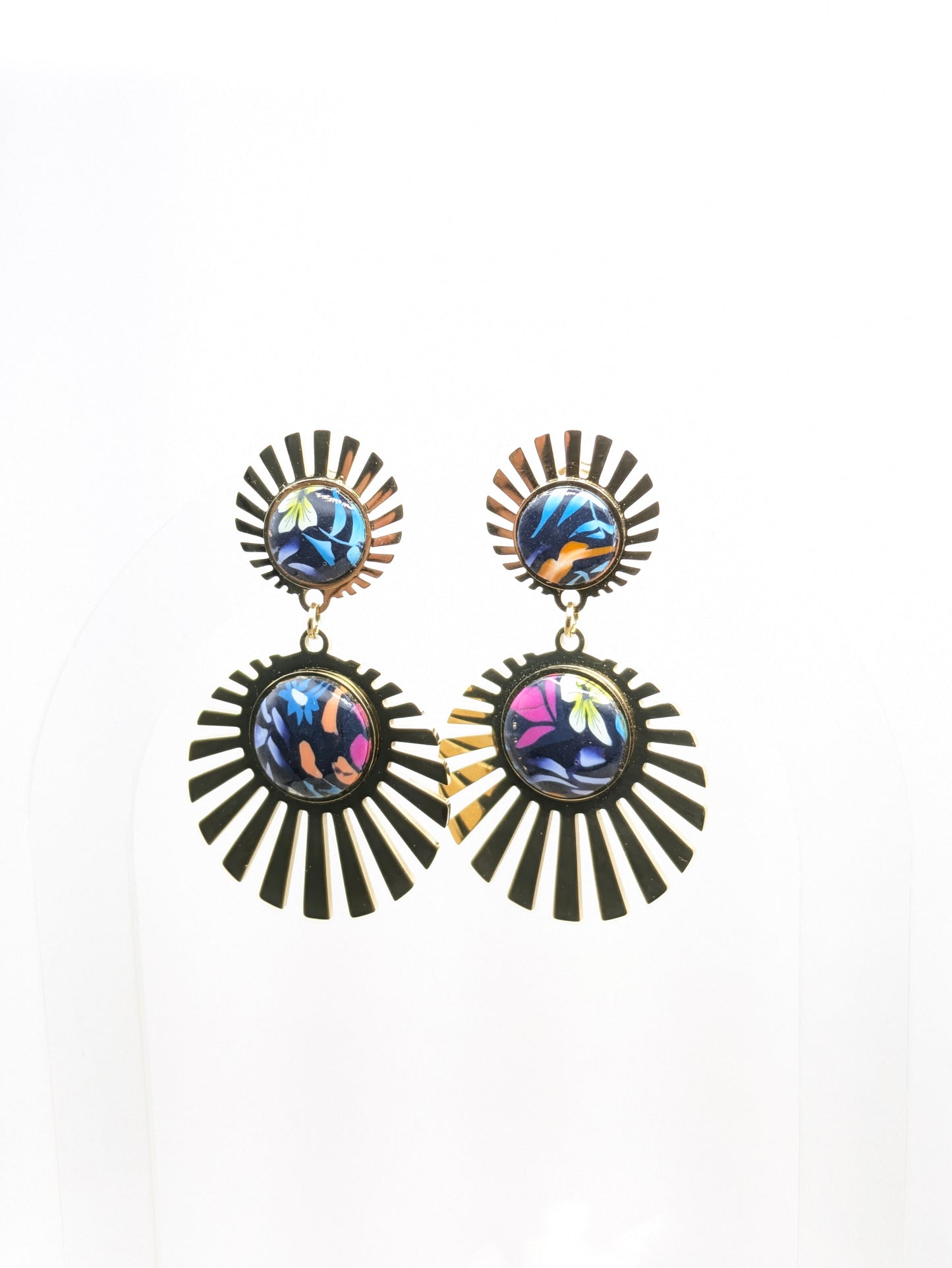 Boucles d'oreilles fleuries "tropical"