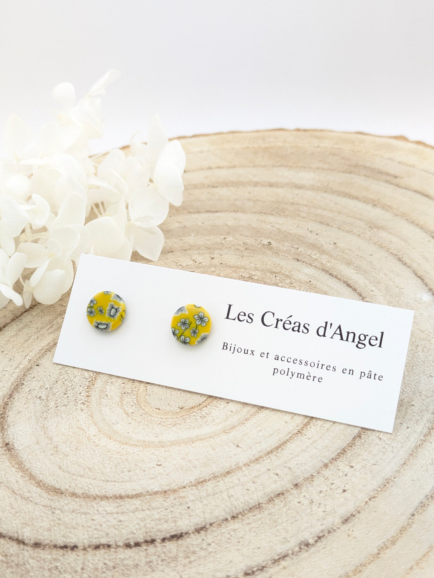 Boucles d'oreilles puces fleuries jaune