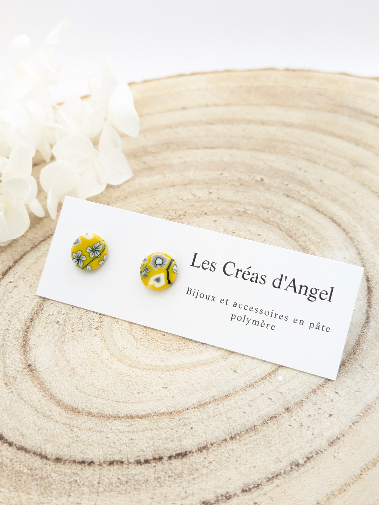 Boucles d'oreilles puces fleuries jaune