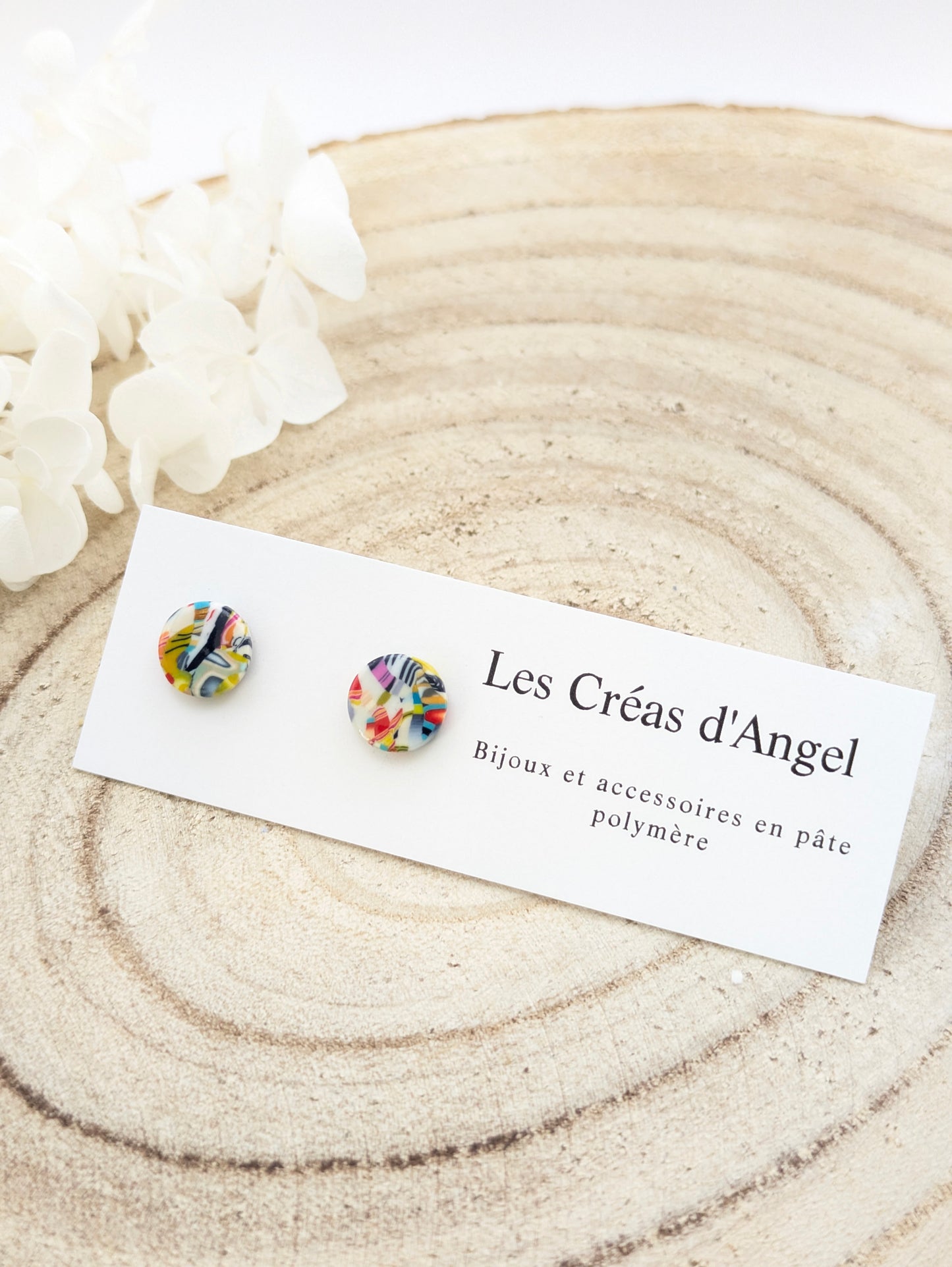 Boucles d'oreilles puces multicolore rayé