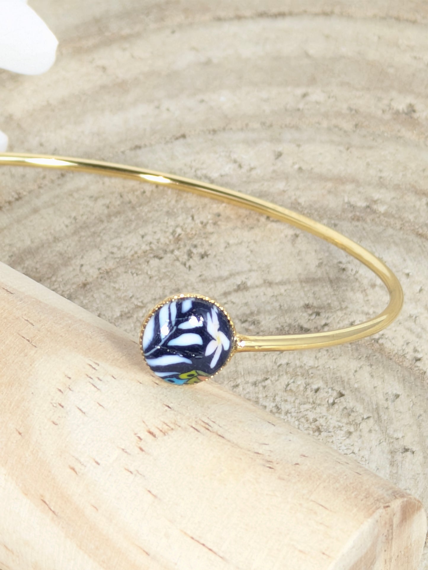 Bracelet jonc doré " Tropical"