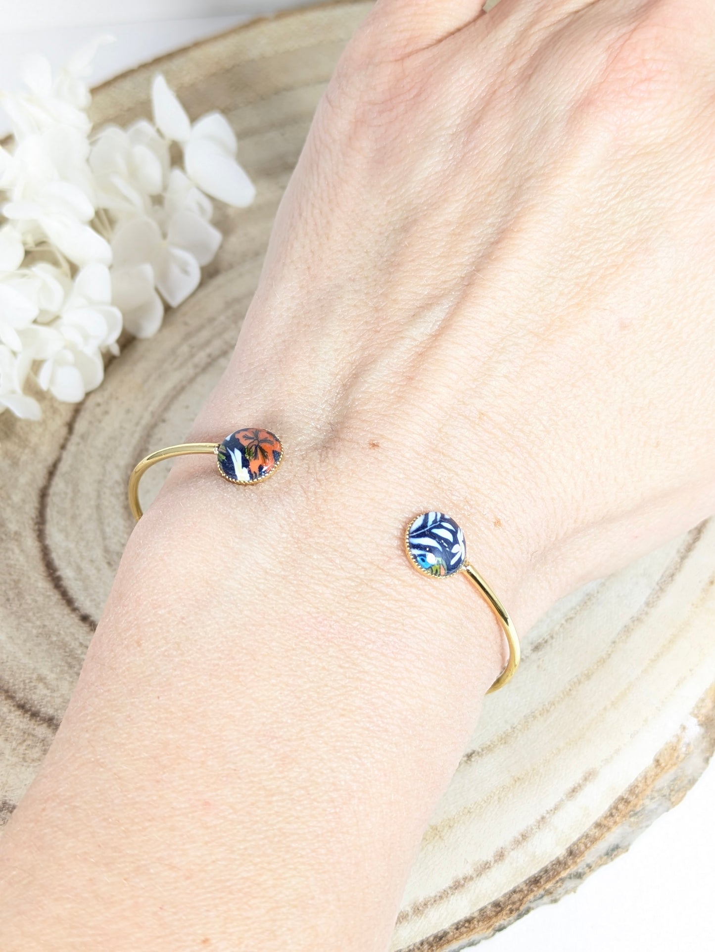 Bracelet jonc doré " Tropical"