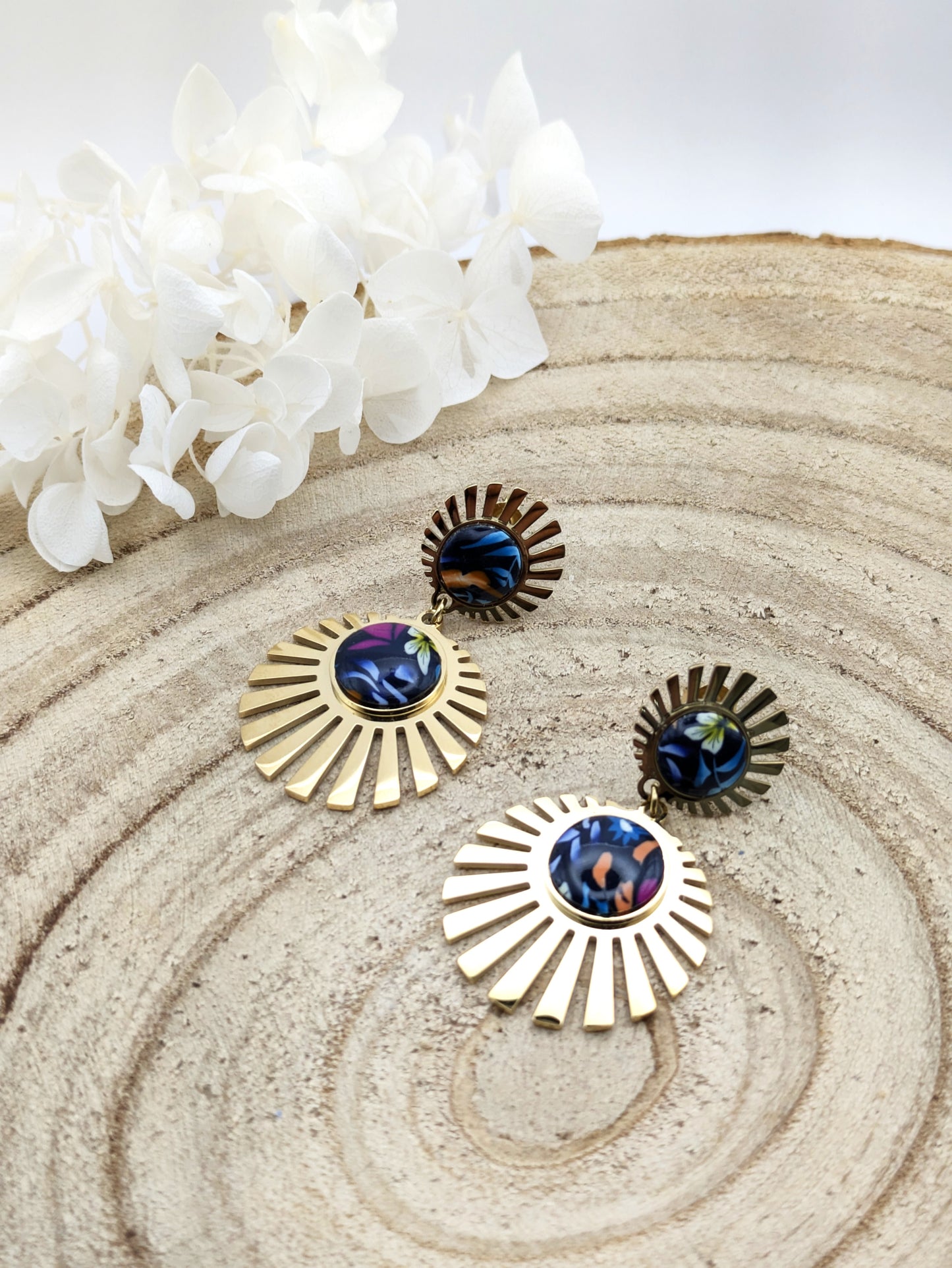 Boucles d'oreilles fleuries "tropical"