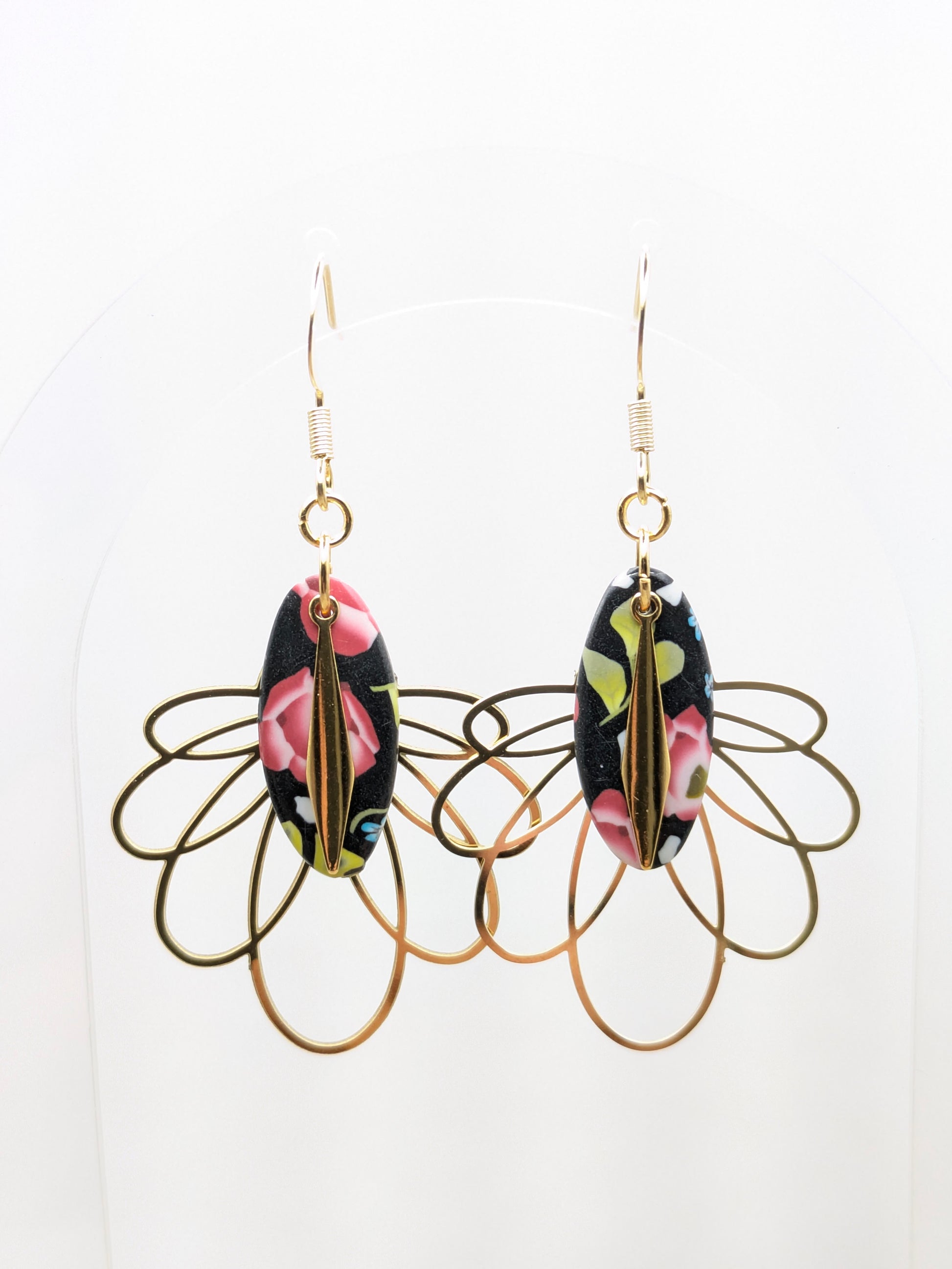 Boucles d'oreilles fleuries "Rose"