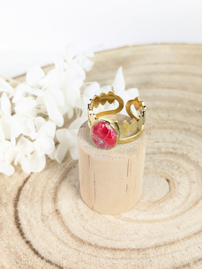 Bague doré  imitation "marbre rouge"