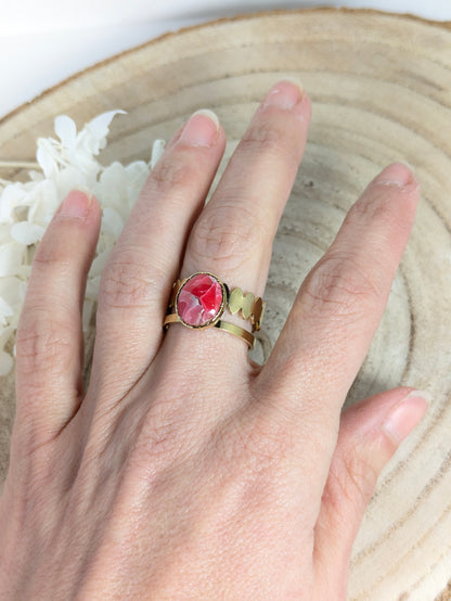 Bague doré  imitation "marbre rouge"