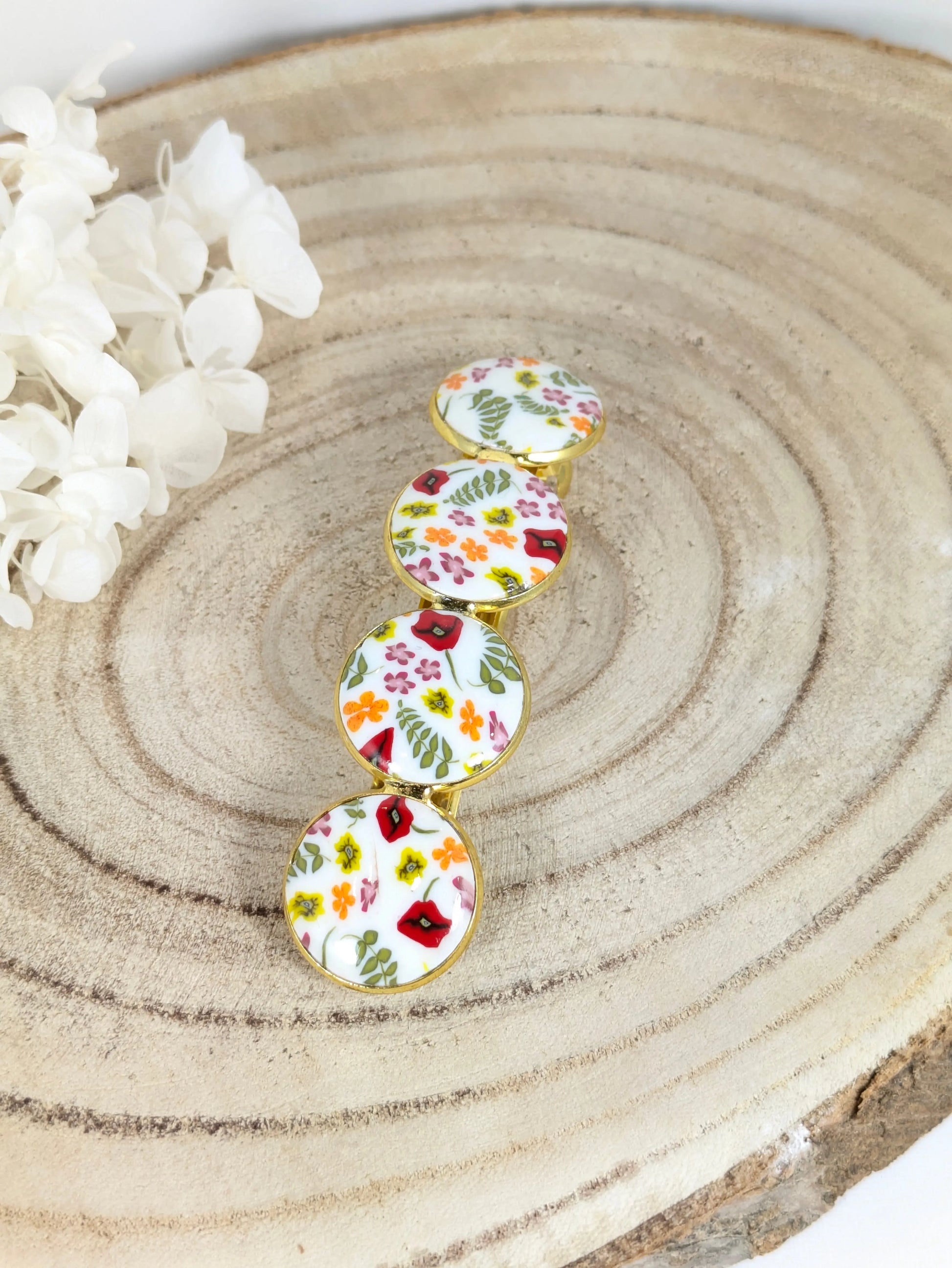 Barrette fleuri en pâte polymère "Coquelicot" Les Créas d'Angel