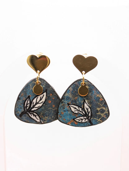 Boucles d'oreilles "Feuillage" bleues