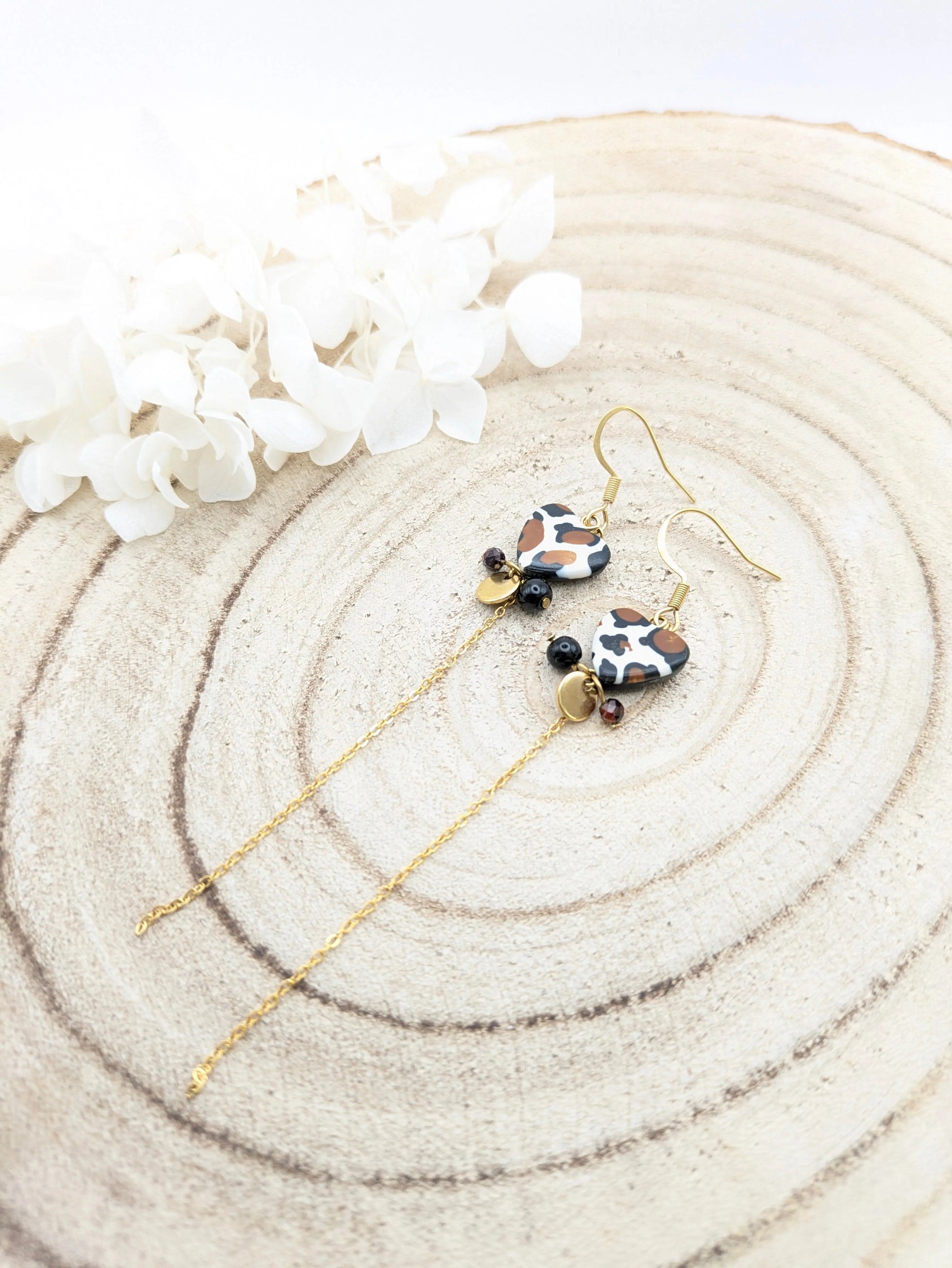 Boucles d'oreilles cœur "Léopard"