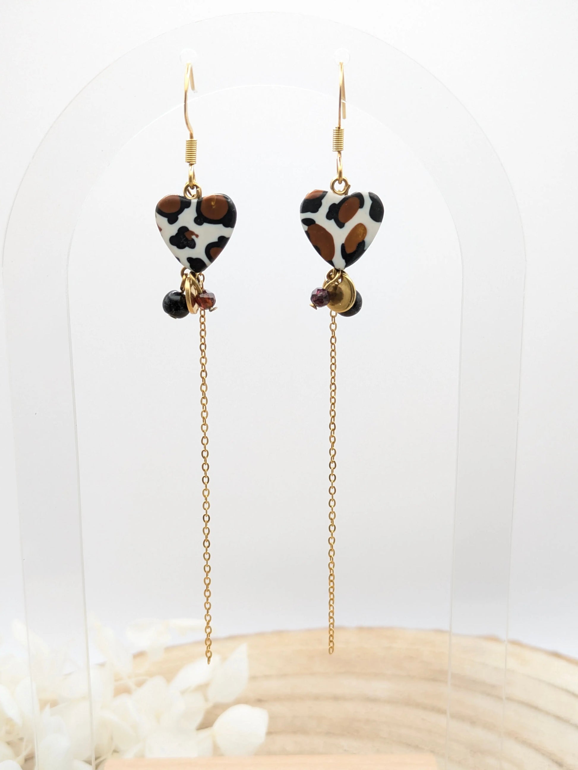 Boucles d'oreilles cœur "Léopard"