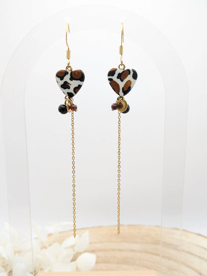 Boucles d'oreilles cœur "Léopard"