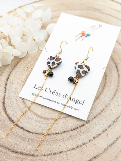 Boucles d'oreilles cœur "Léopard"