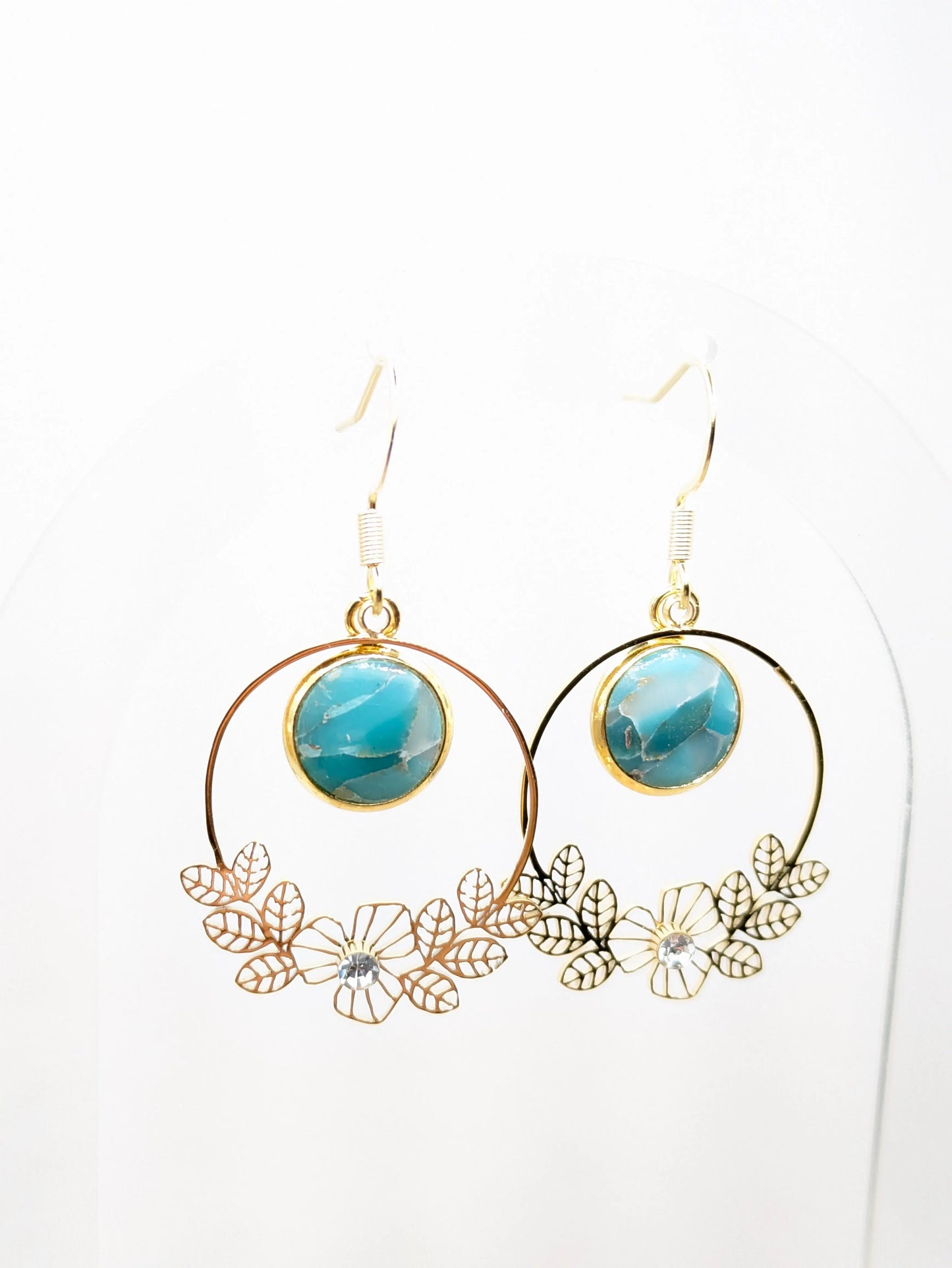 Boucles d'oreilles imitation "Marbre turquoise"