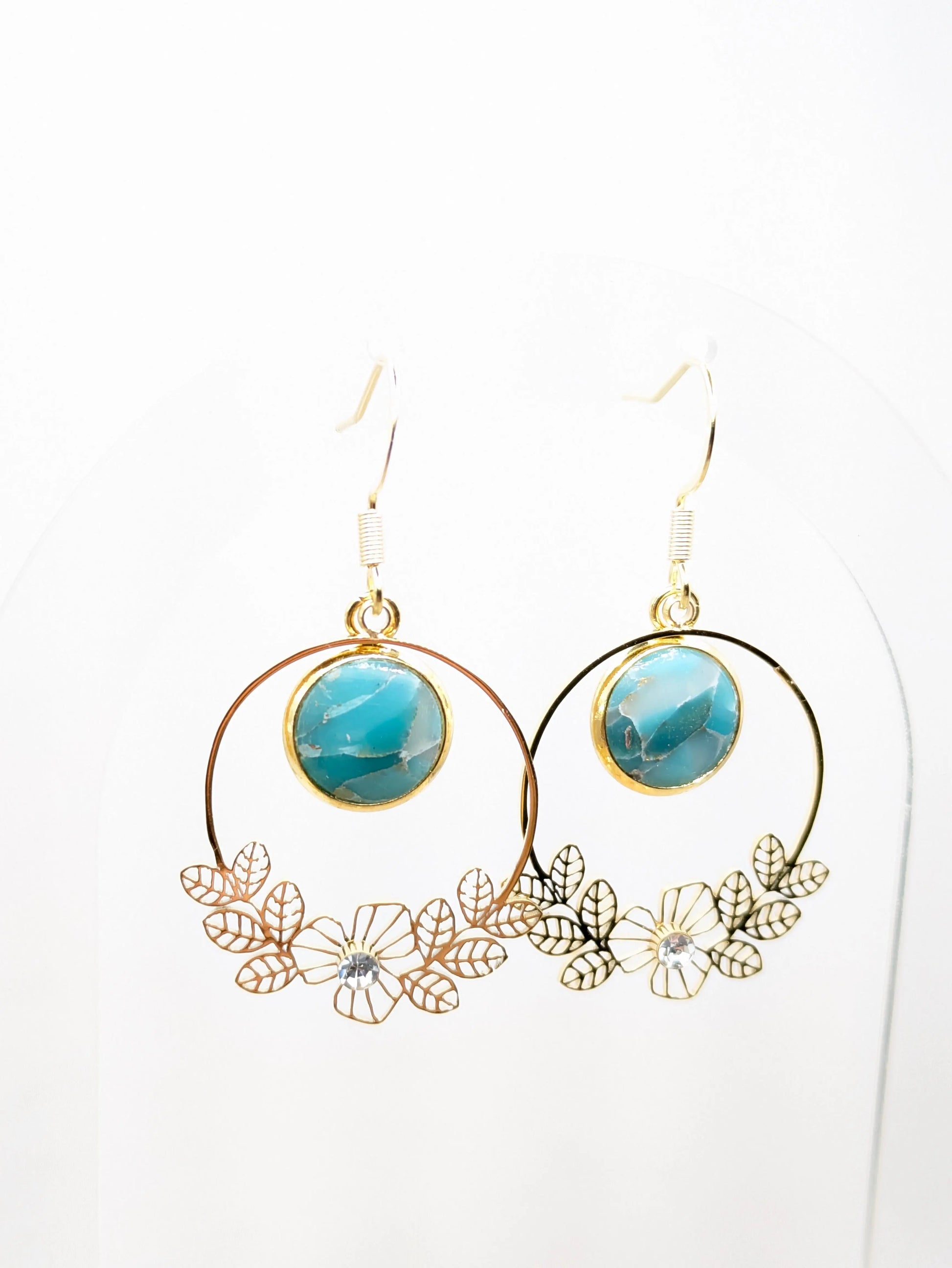 Boucles d'oreilles imitation "Marbre turquoise"