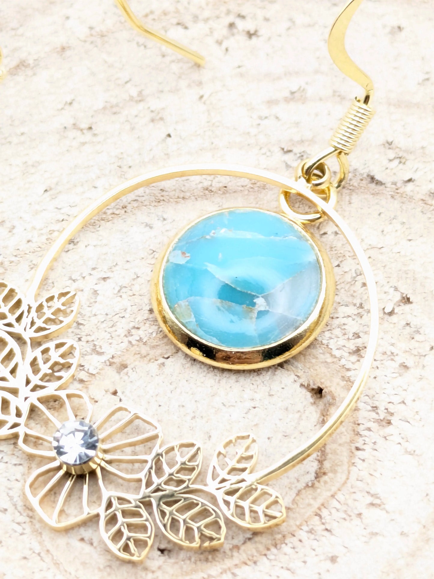 Boucles d'oreilles imitation "Marbre turquoise"