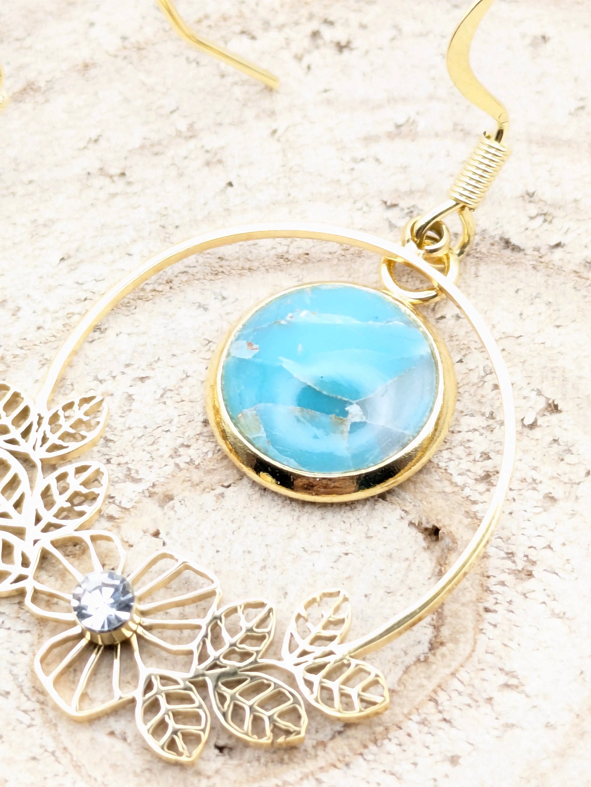 Boucles d'oreilles imitation "Marbre turquoise"