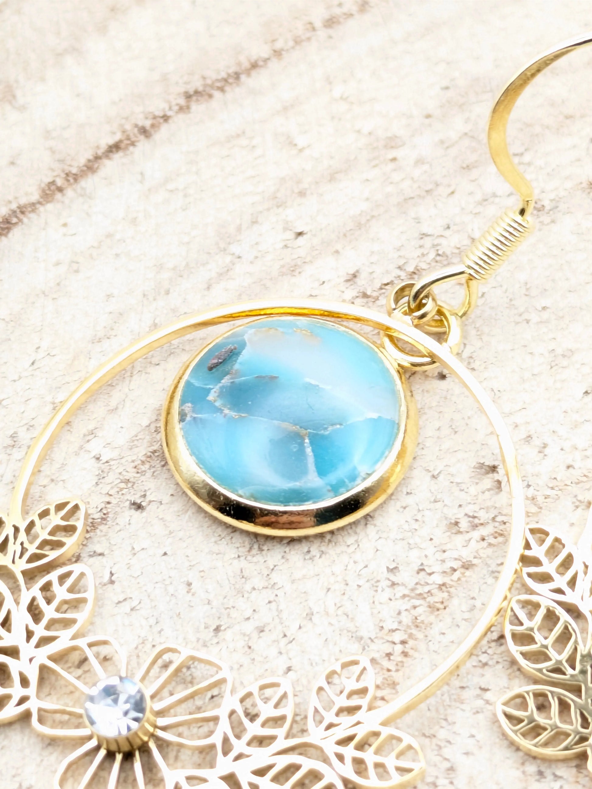 Boucles d'oreilles imitation "Marbre turquoise"