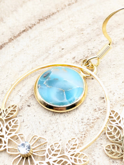 Boucles d'oreilles imitation "Marbre turquoise"