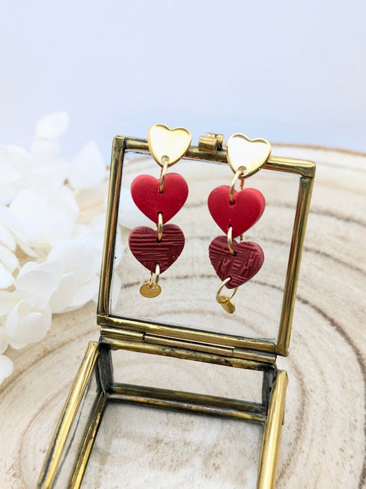 Boucles d'oreilles Trio de cœurs
