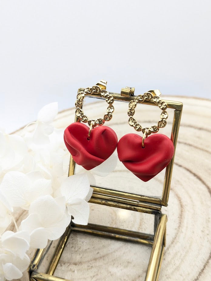 Boucles d'oreilles cœur drapé