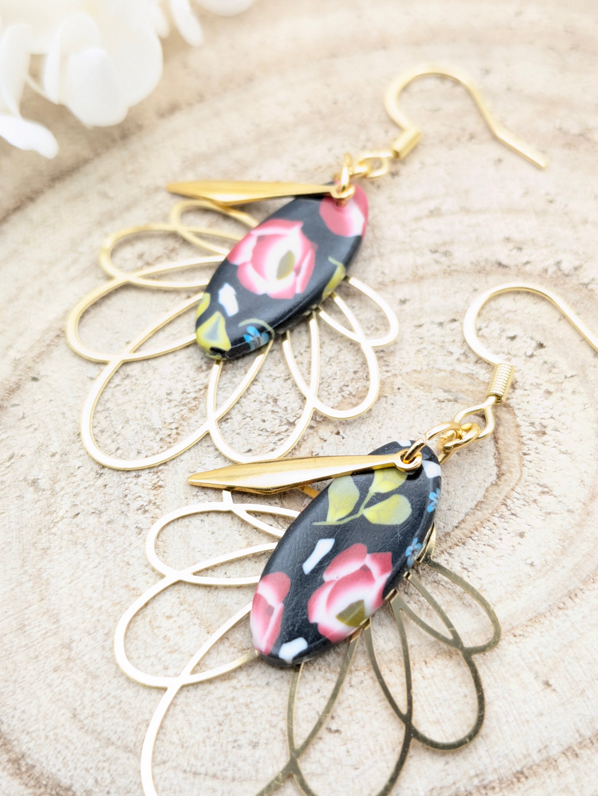 Boucles d'oreilles fleuries "Rose"